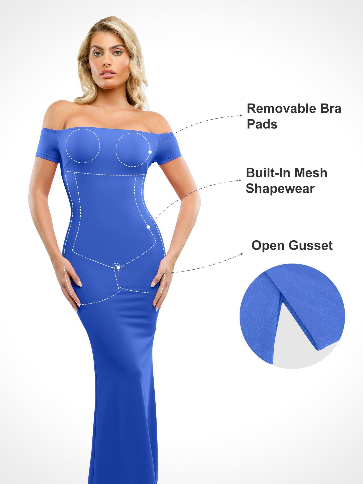 Shapewear Off-Shoulder Tummy Control Smoothing Maxi Dress - Image 23