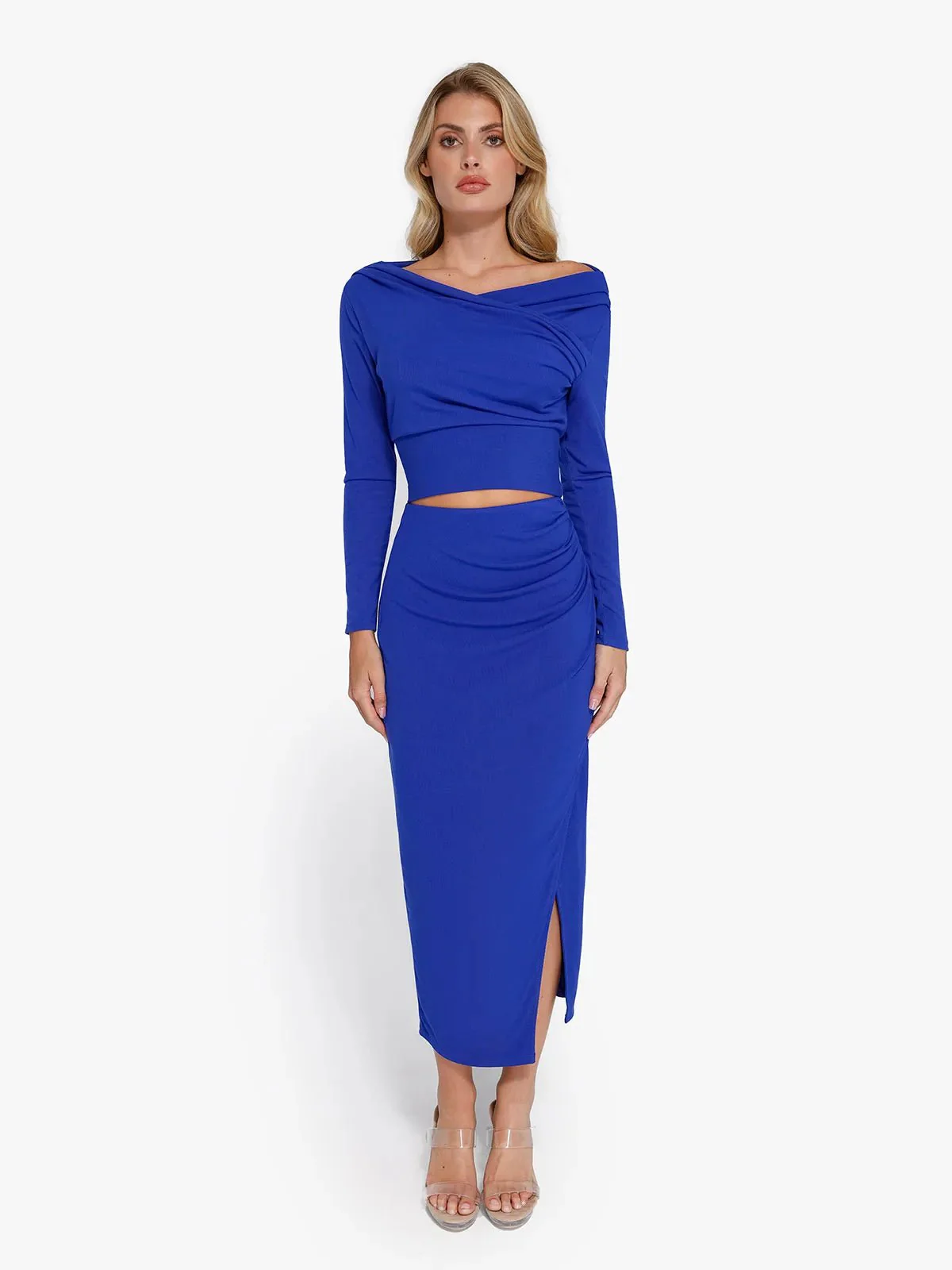 Shapewear Rib Modal Built In Sculpting Midi Wrap Skirt - Image 12