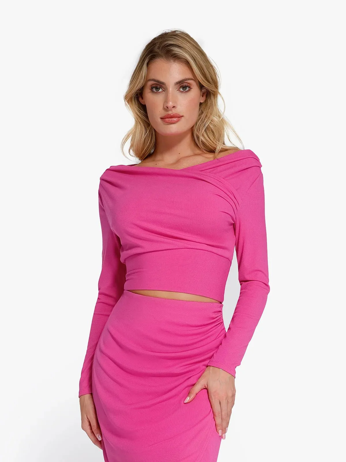 Shapewear Rib Modal Off-the-Shoulder Top Sculpting Skirt Set - Image 26