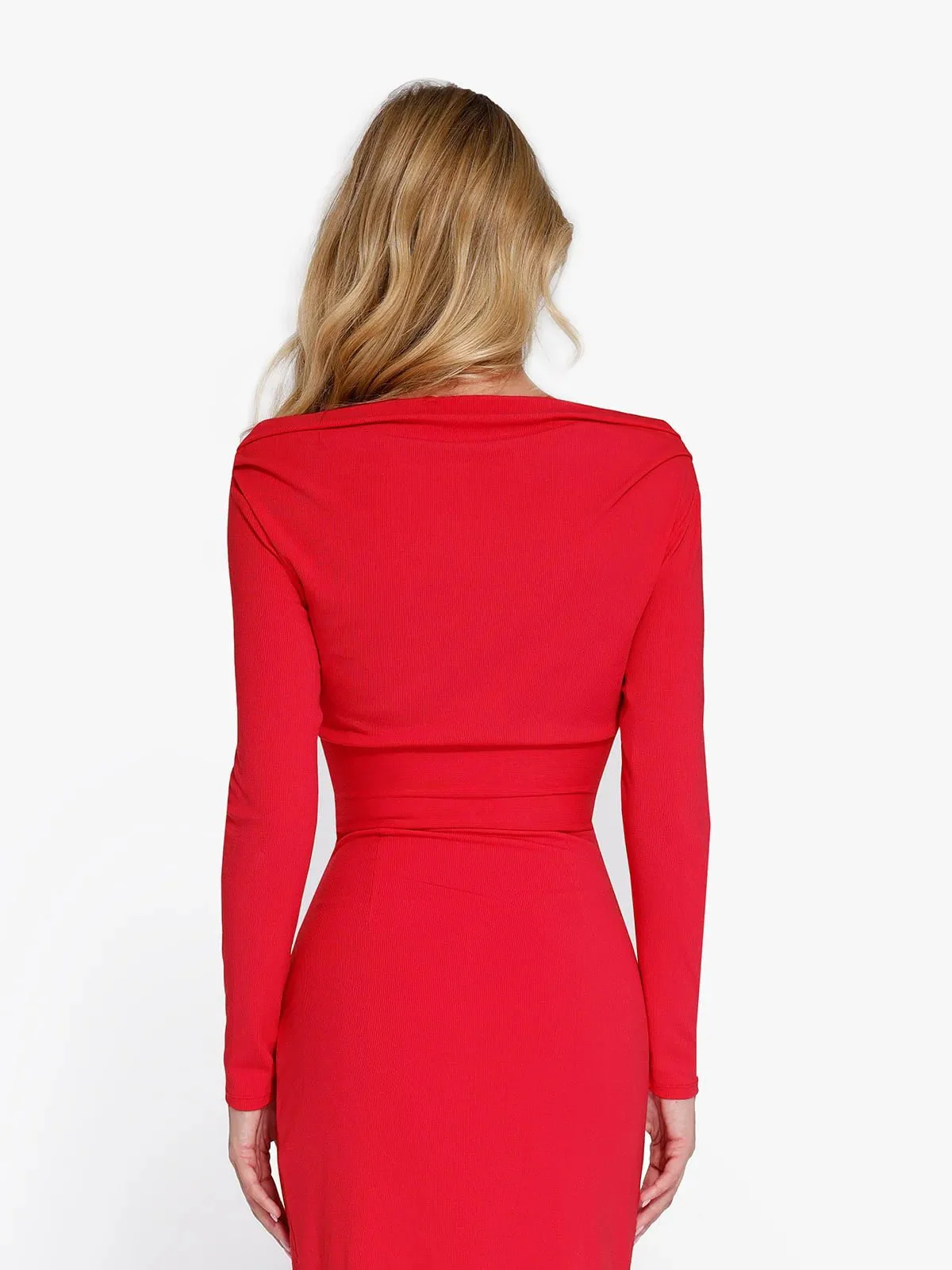 Shapewear Rib Modal Off-the-Shoulder Top Sculpting Skirt Set - Image 36
