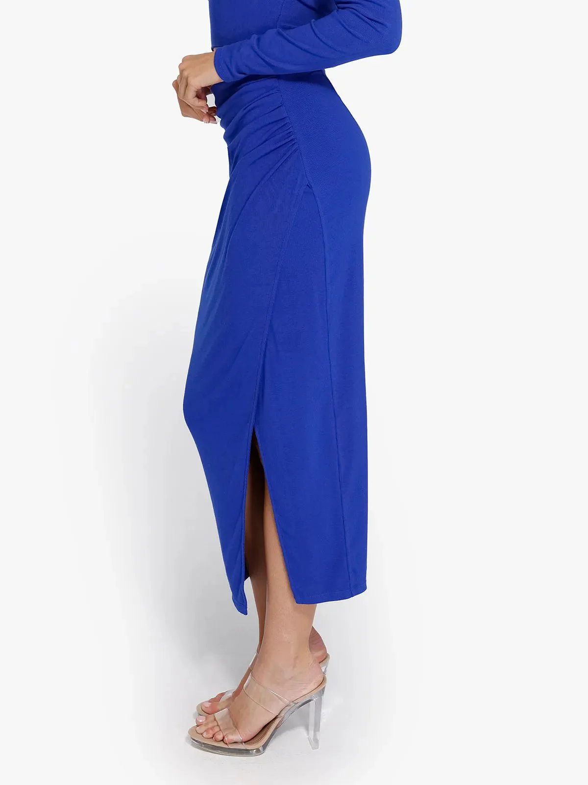 Shapewear Rib Modal Off-the-Shoulder Top Sculpting Skirt Set - Image 47