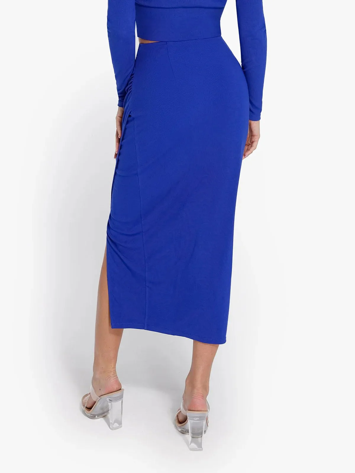 Shapewear Rib Modal Off-the-Shoulder Top Sculpting Skirt Set - Image 48