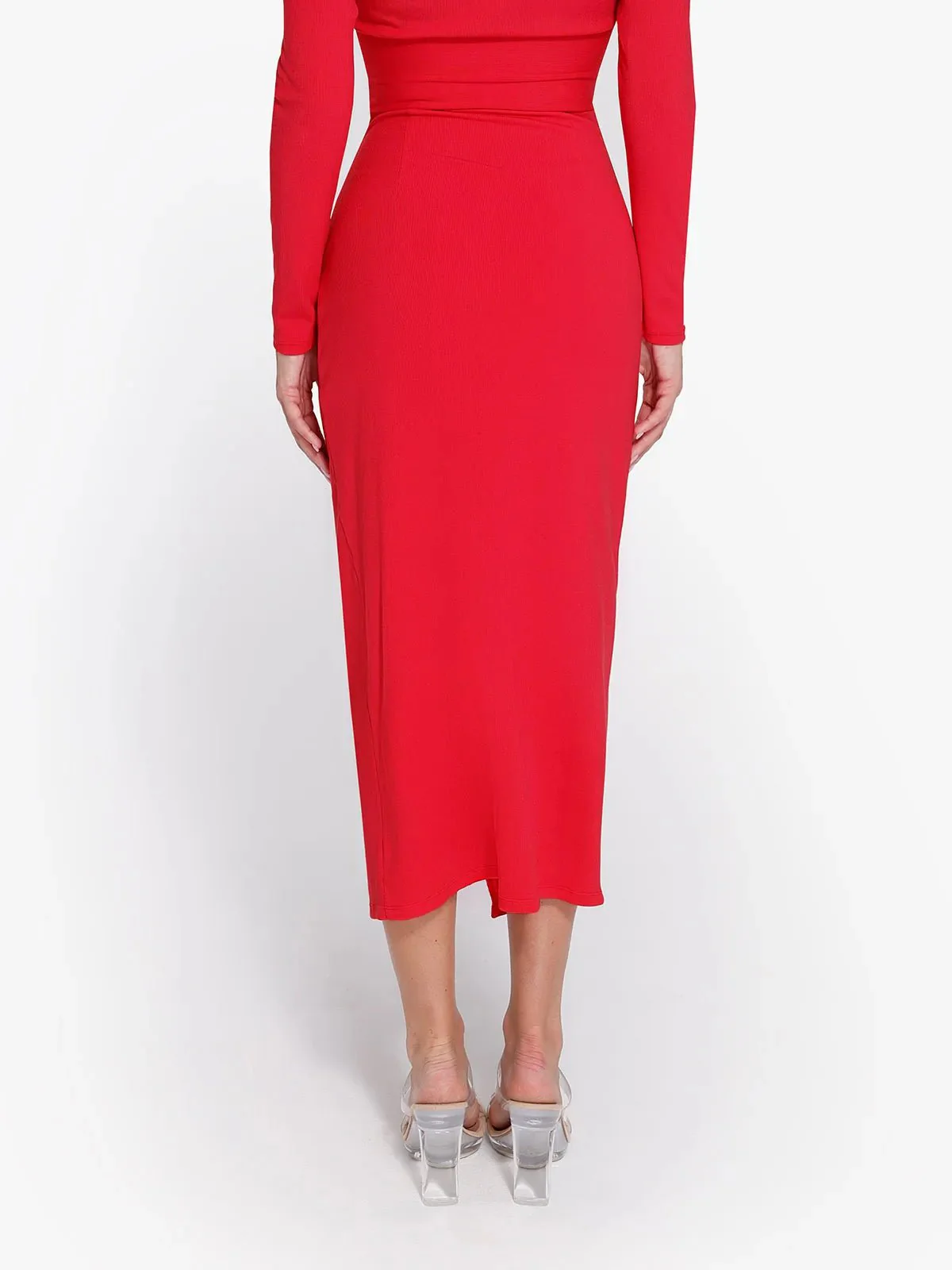 Shapewear Rib Modal Off-the-Shoulder Top Sculpting Skirt Set - Image 52