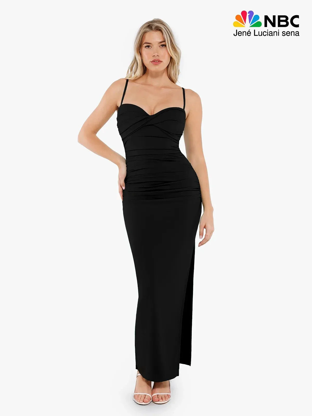 Shapewear Ruched Bias Twist Tummy Control Maxi Dress - Image 7
