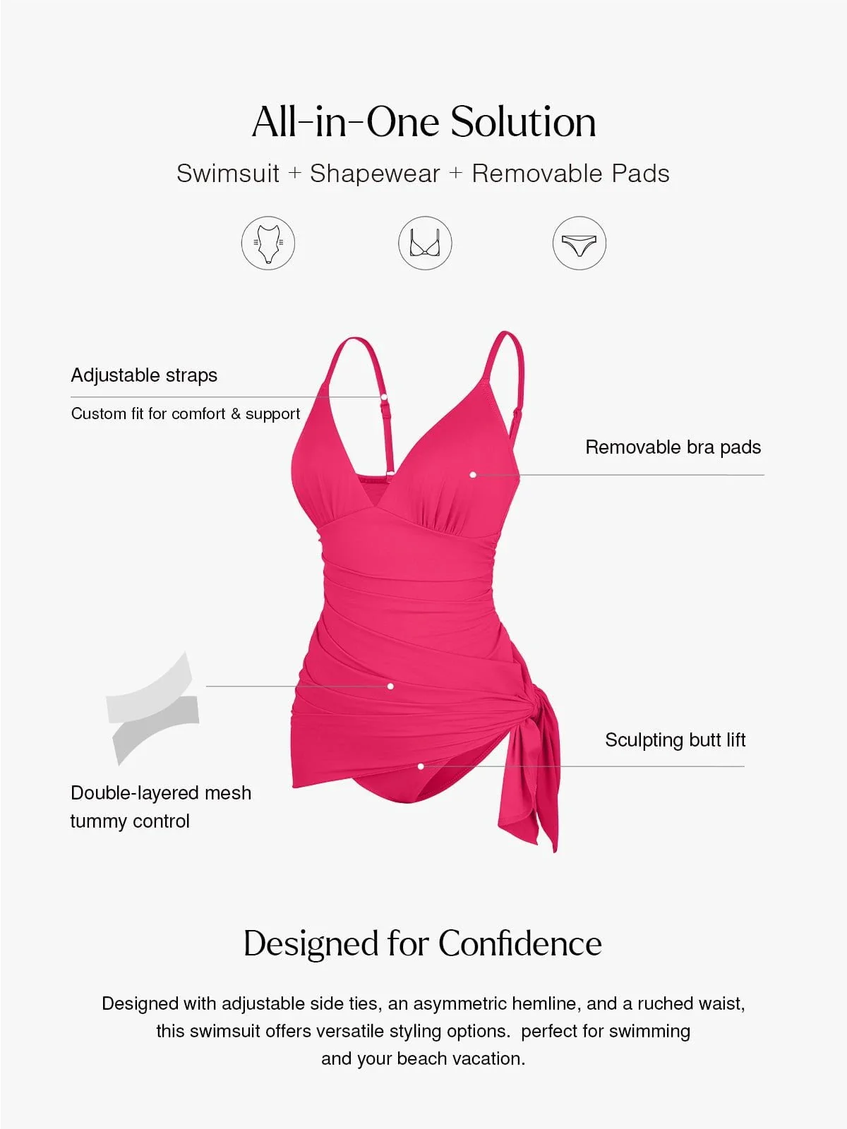 Shapewear Ruched Convertible One-Piece Swimsuit - Image 13