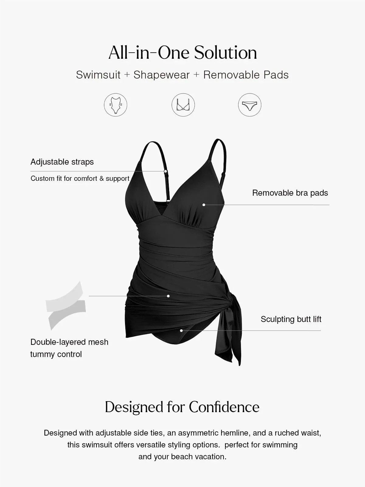 Shapewear Ruched Convertible One-Piece Swimsuit - Image 25