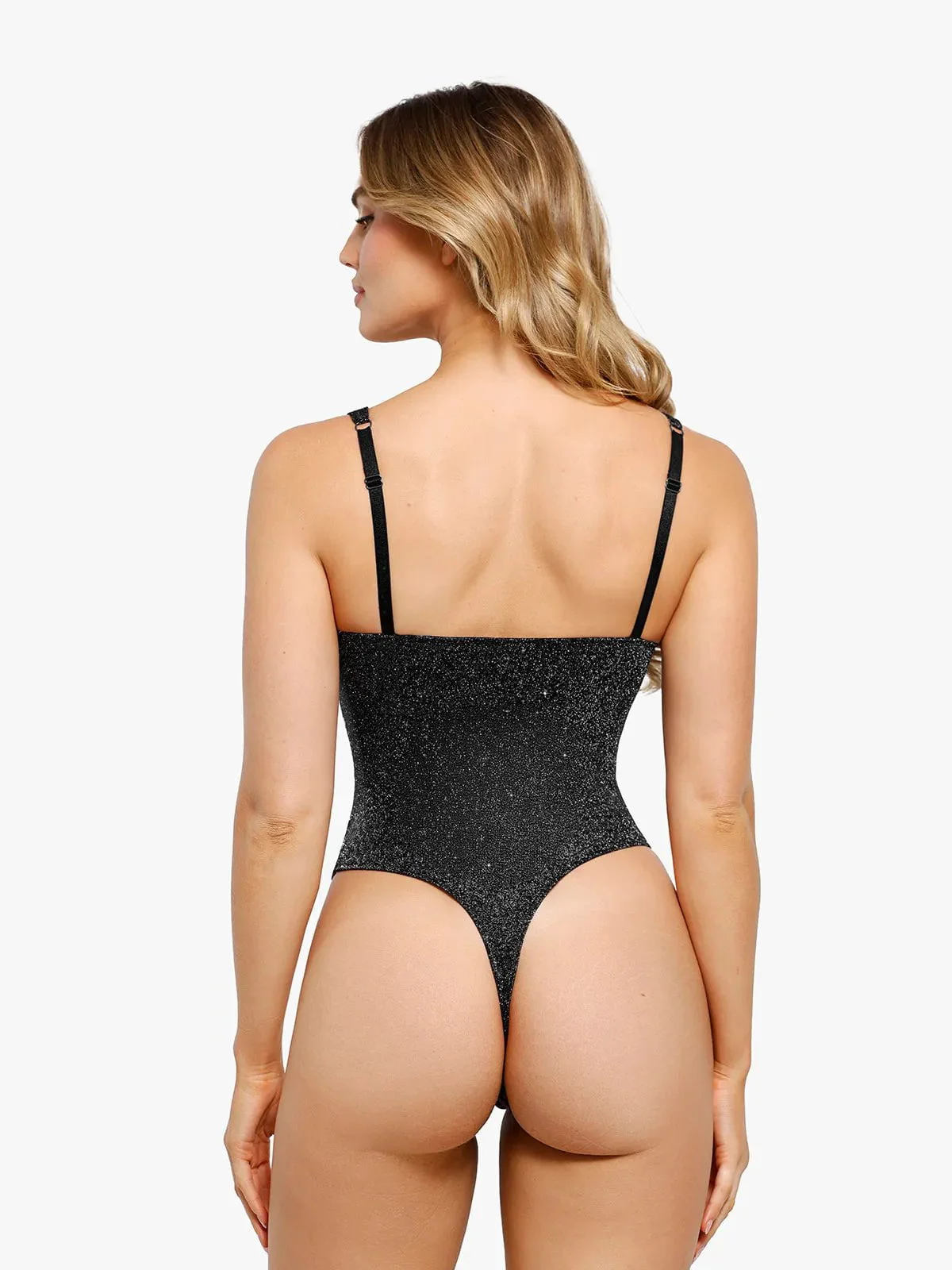 Shapewear Ruched Metallic Knit Square Neck Slimming Bodysuit - Image 28