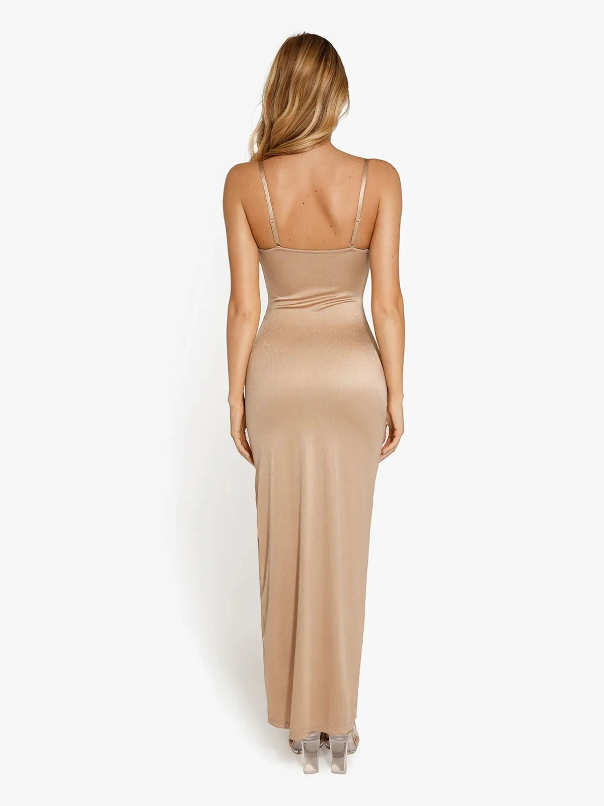 Shapewear Ruched Shine Sculpting Maxi Slip Dress - Image 4
