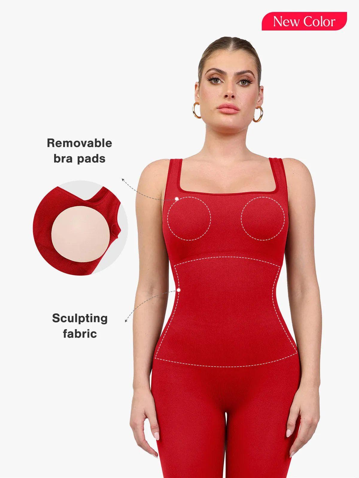 Shapewear Seamless Long Sleeve & Square Neck Sleeveless Jumpsuits - Image 36