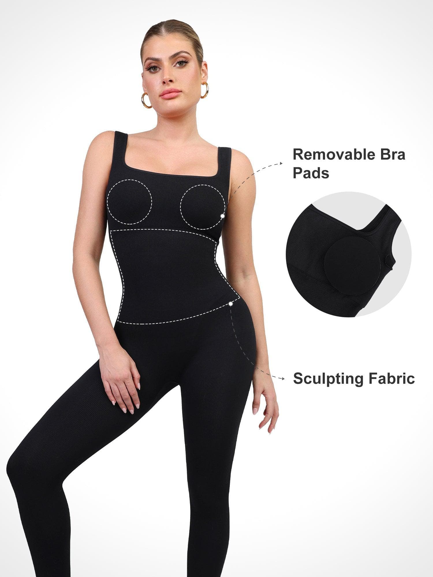 Shapewear Seamless Long Sleeve & Square Neck Sleeveless Jumpsuits - Image 40