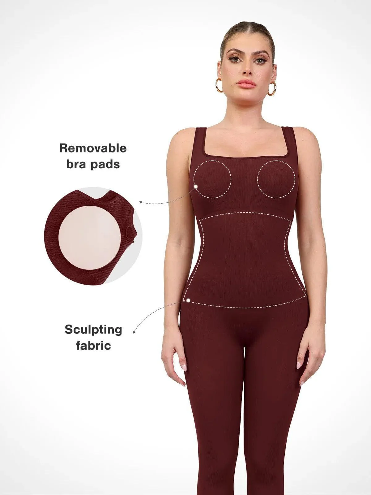 Shapewear Seamless Long Sleeve & Square Neck Sleeveless Jumpsuits - Image 54