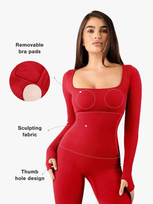 Shapewear Seamless Long Sleeve & Square Neck Sleeveless Jumpsuits - Image 9