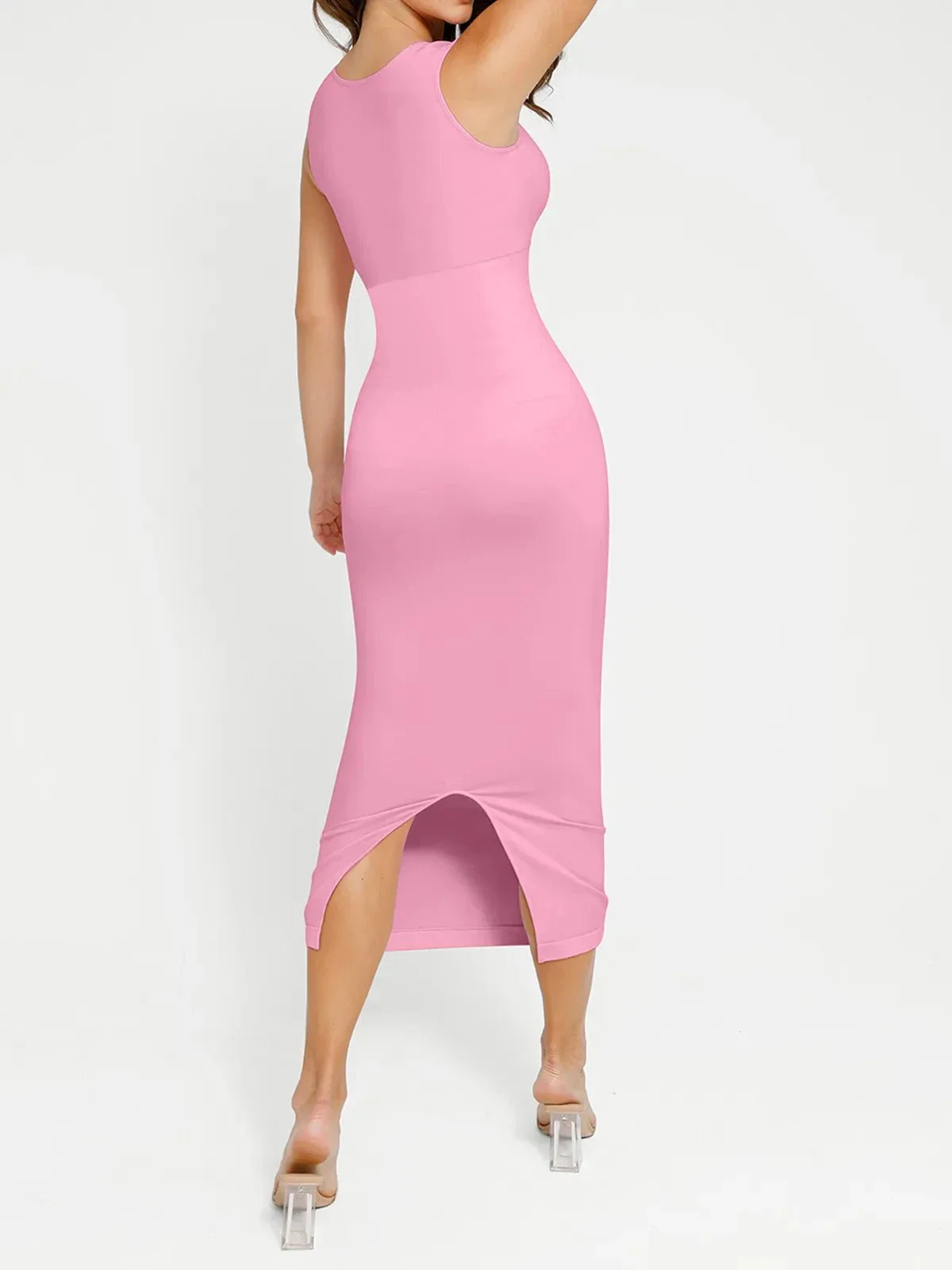 Shapewear Square Neck Sleeveless Slimming Midi Dress - Image 3