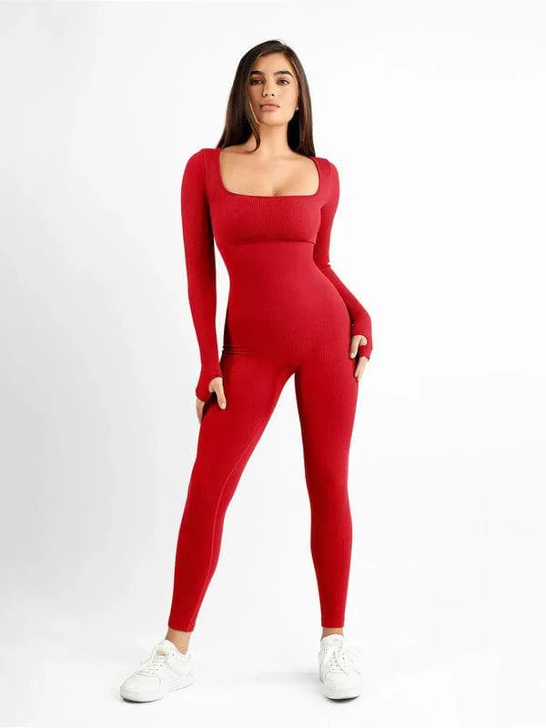 Shapewear Seamless Thumb Hole Long Sleeve Jumpsuit - Image 16
