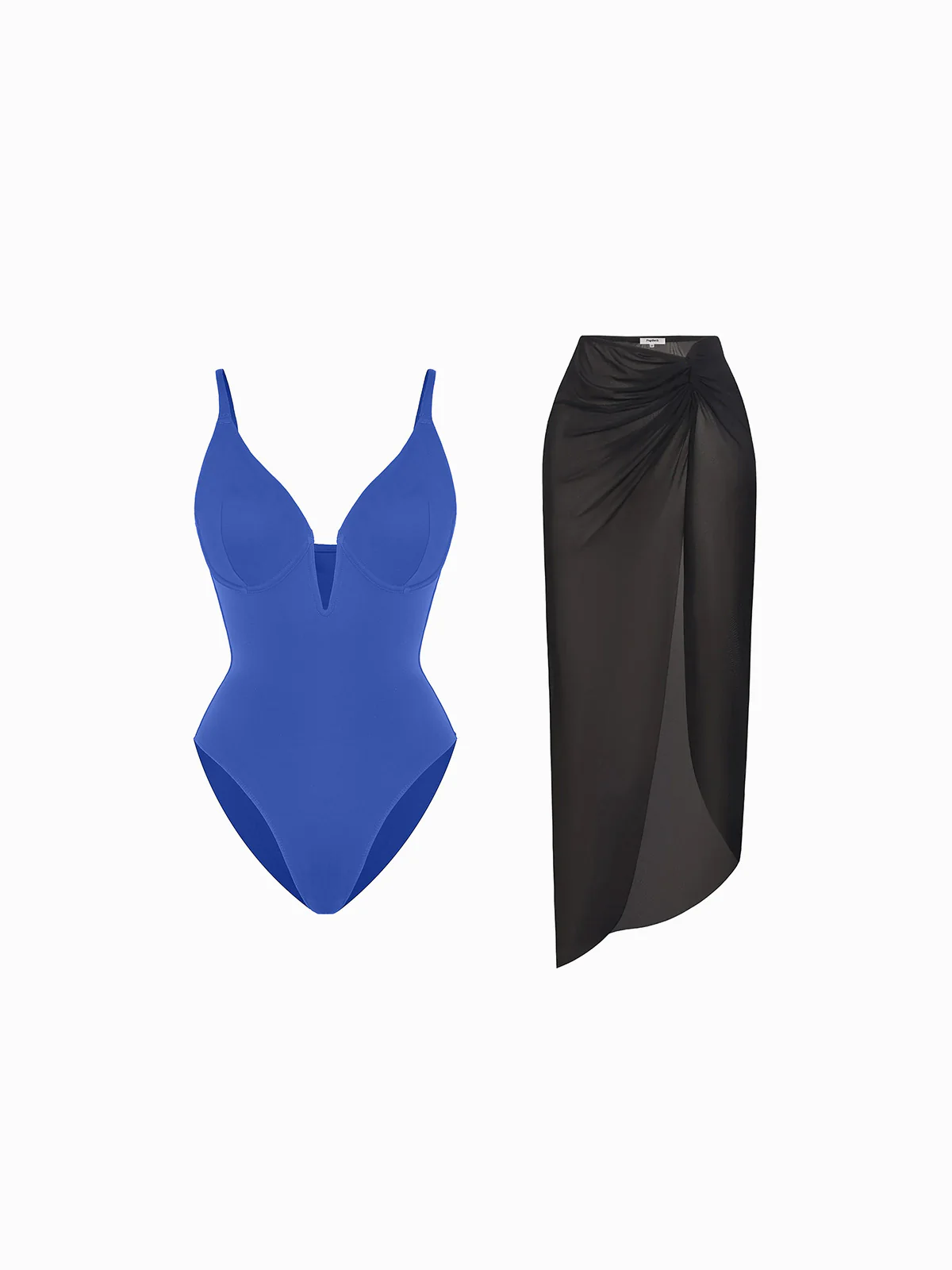 Shapewear Slimming One-Piece Swimsuit Mesh Coverup Set - Image 6