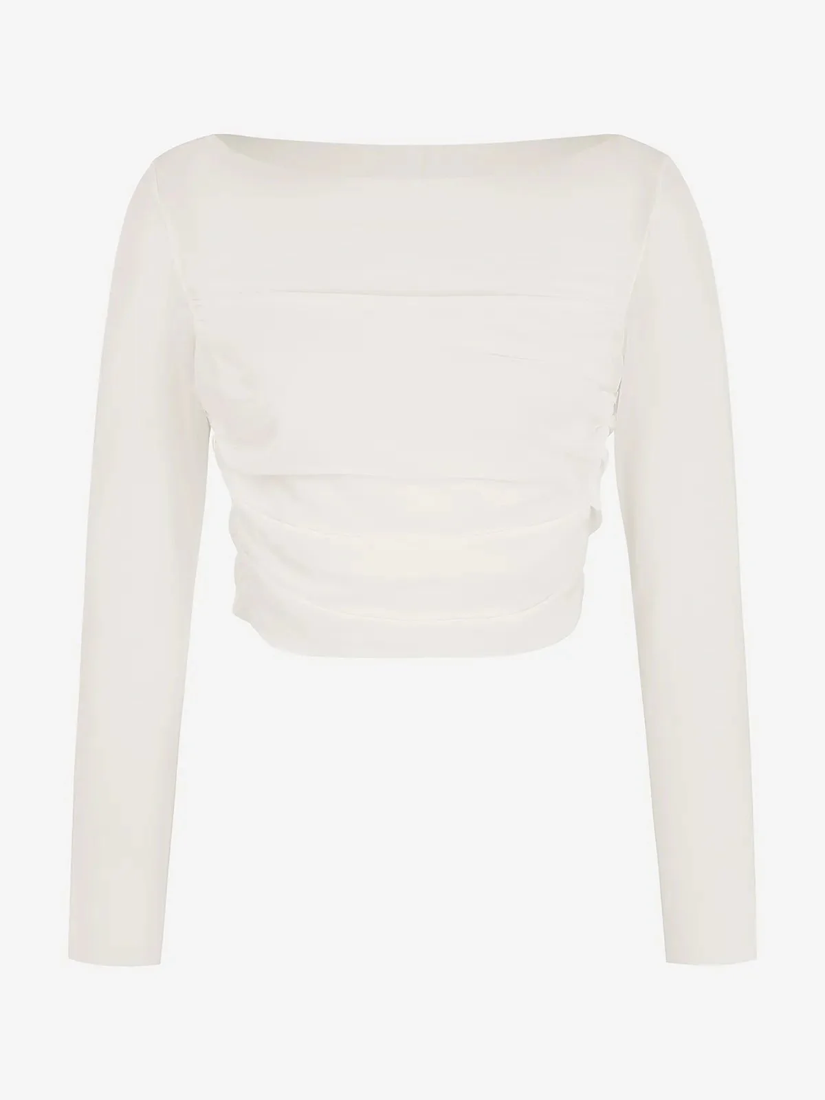 Long Sleeve Ruched Sheer Mesh Crop Top - Image 12