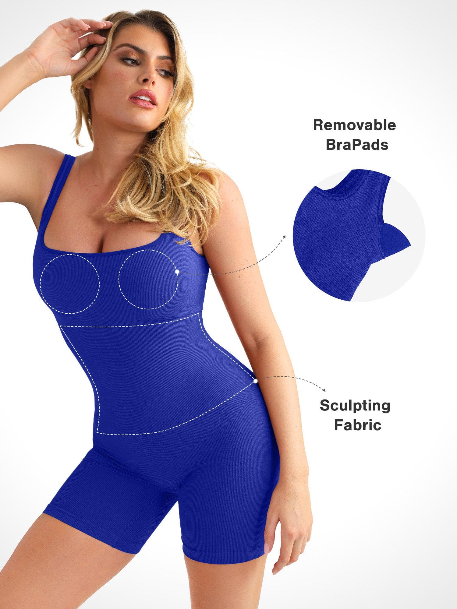 Seamless Square Neck One Piece Sport Romper For Insiders - Image 26