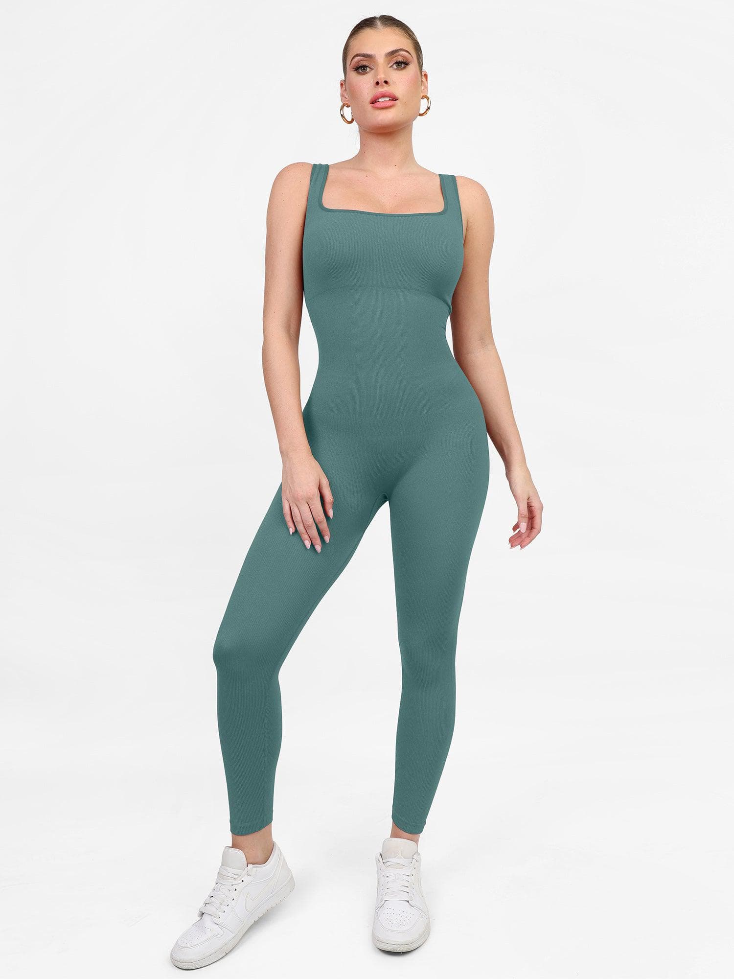 Shapewear Square Neck Seamless Tank Workout Jumpsuit - Image 42