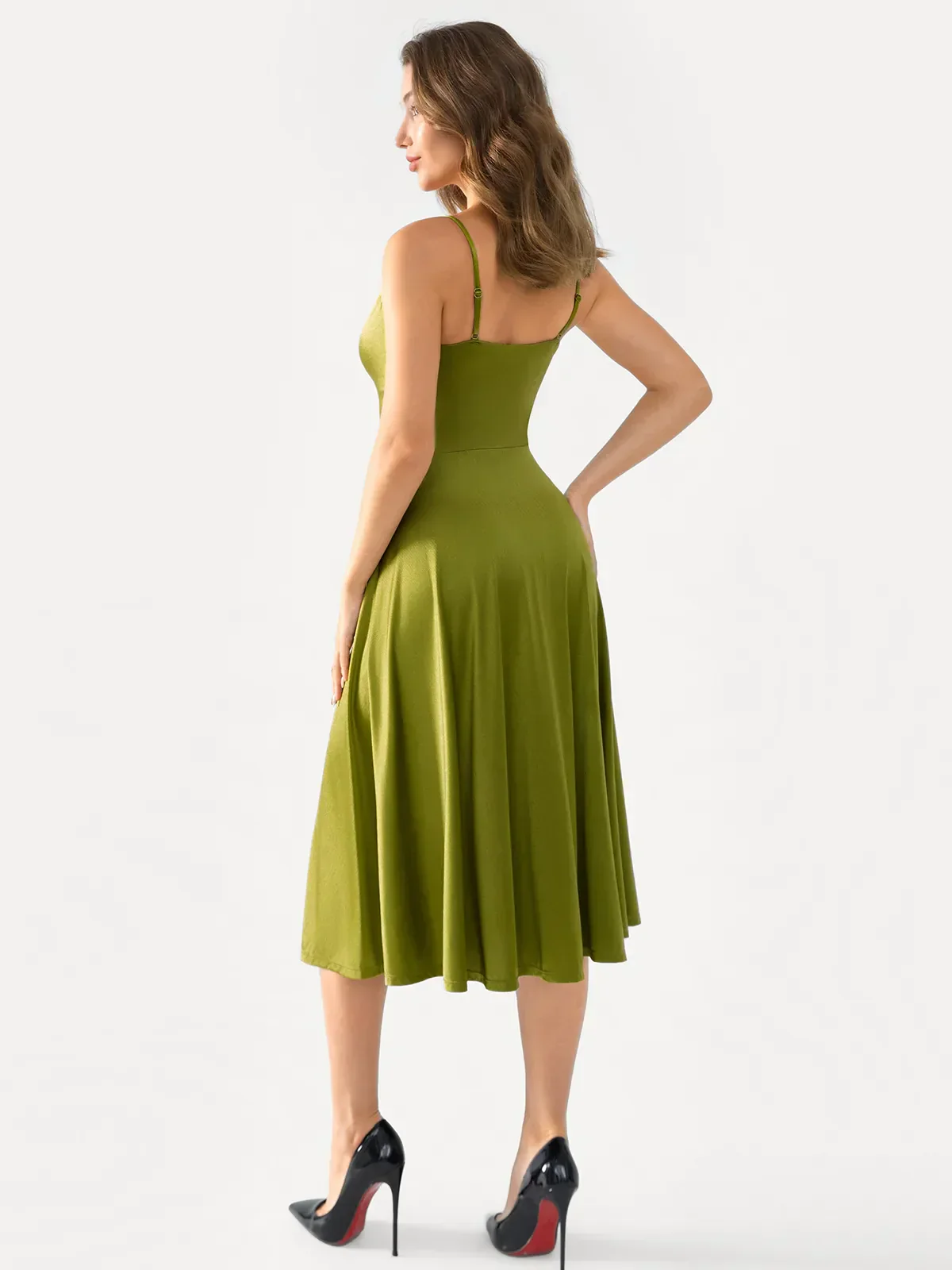 Shapewear Strappy Cowl Neck Fit & Flare Midi Dress - Image 14