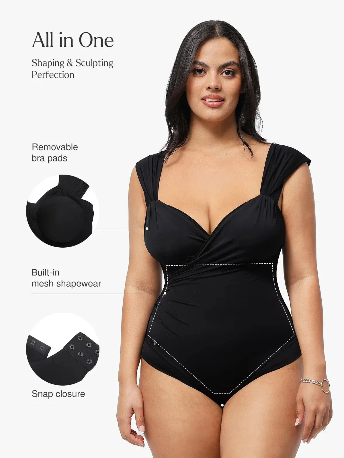 Shapewear Sweet-Heart Neckline Cap Sleeve Bodysuit - Image 13