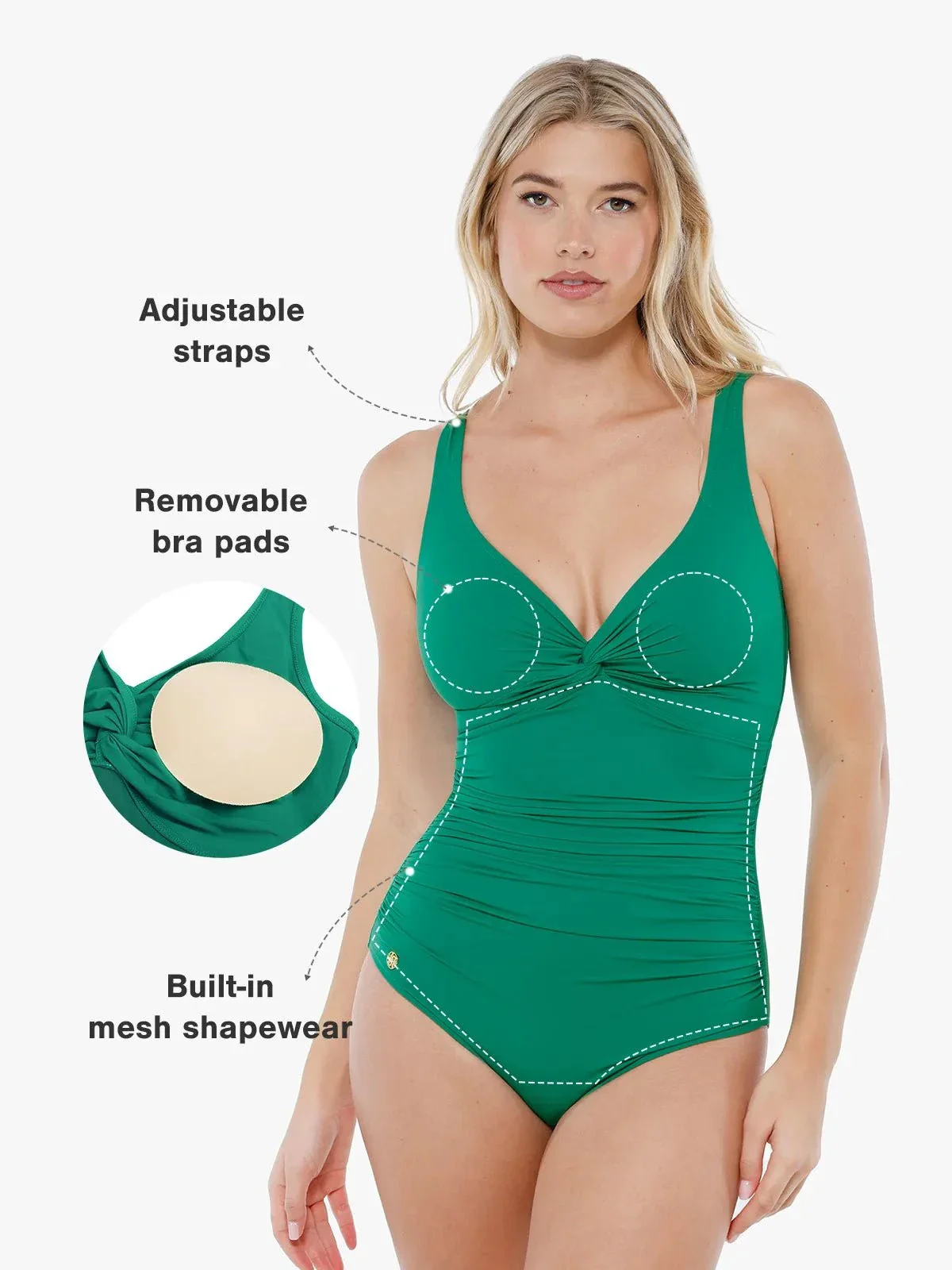 Shapewear Twist Front Ruched Sculpting Swimsuit - Image 16