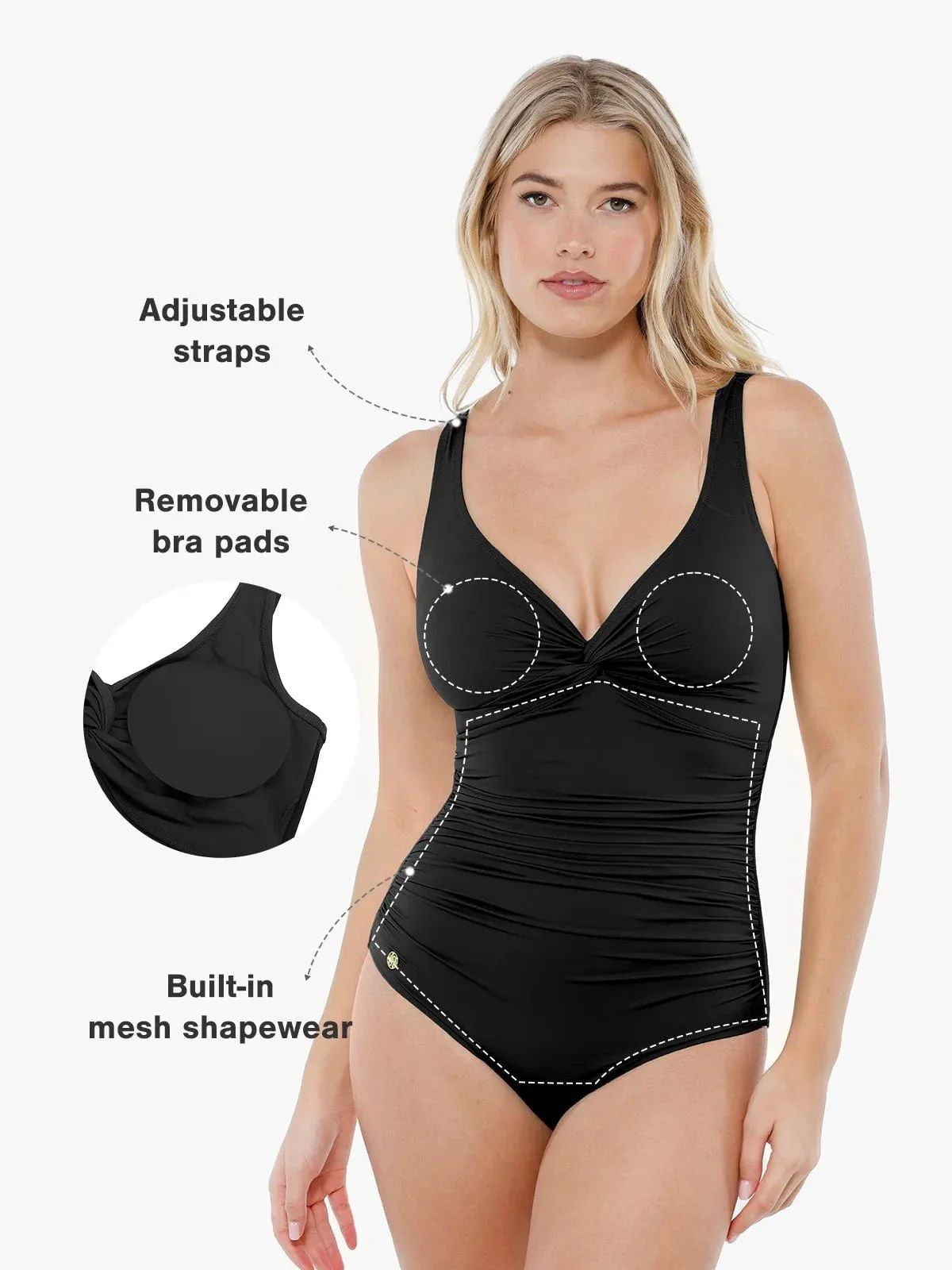 Shapewear Twist Front Ruched Sculpting Swimsuit - Image 9