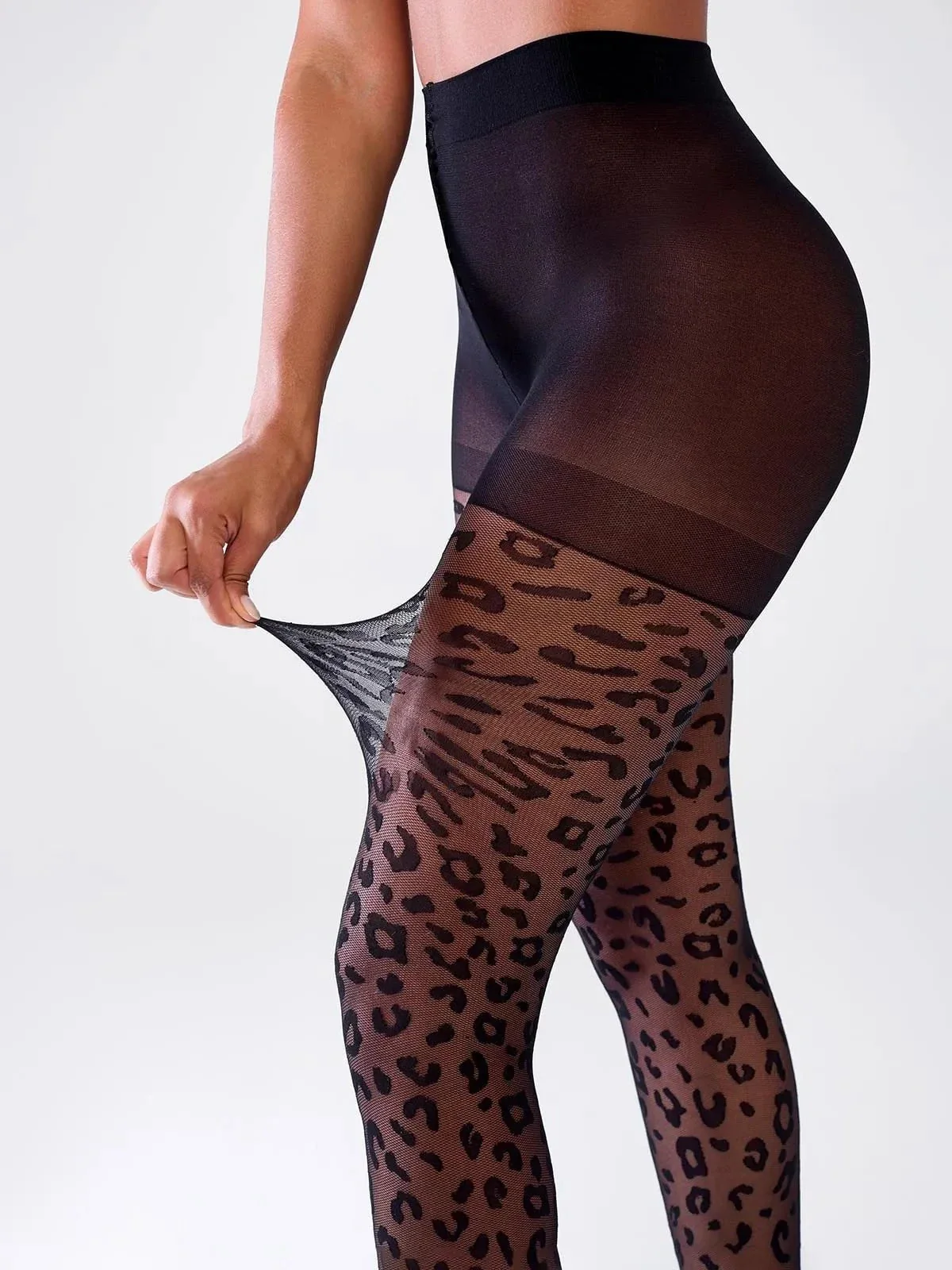 Sheer Leopard Pattern Tights - Image 6
