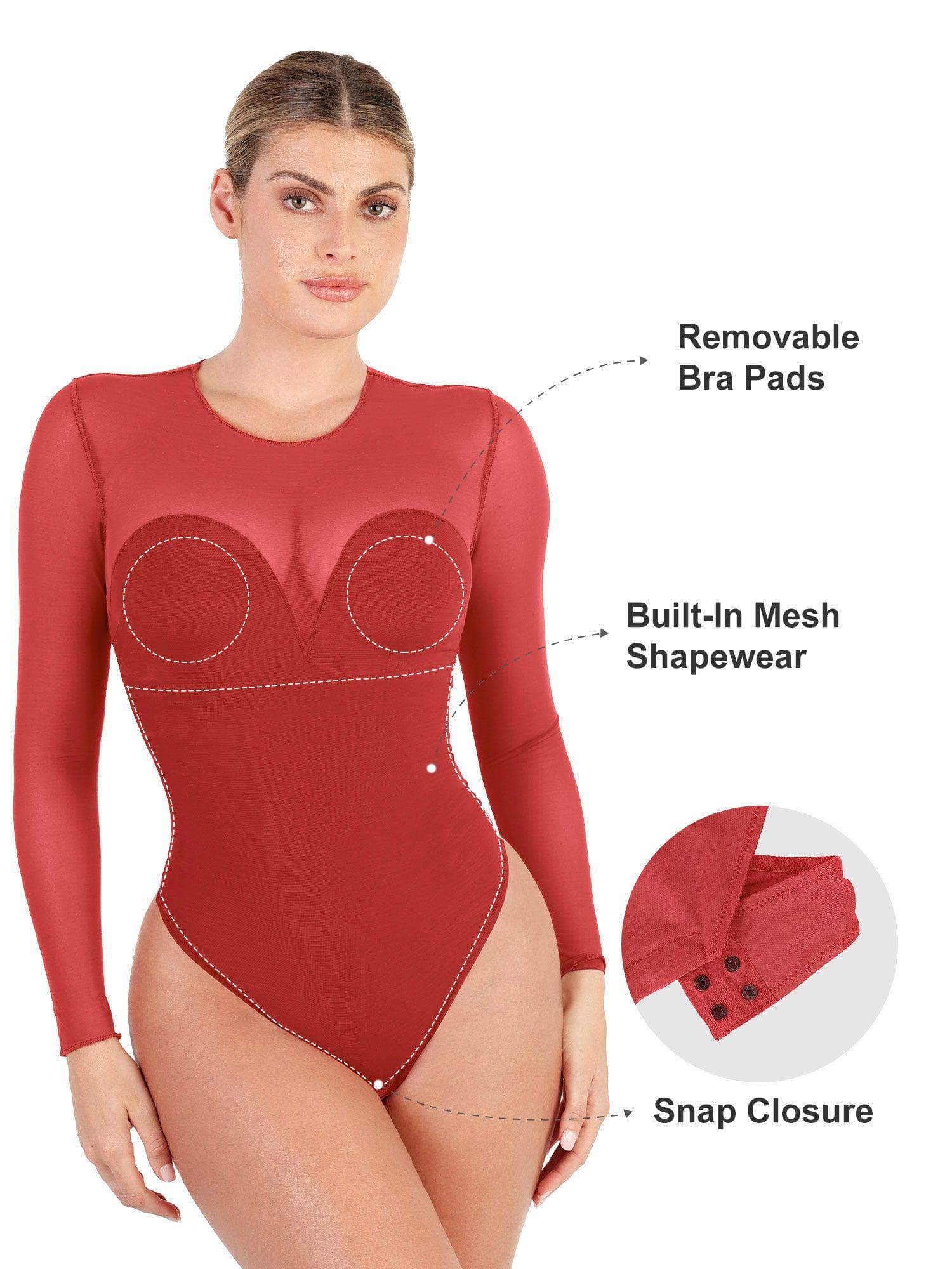 Shapewear Illusion Mesh Slimming Thong Bodysuits - Image 39