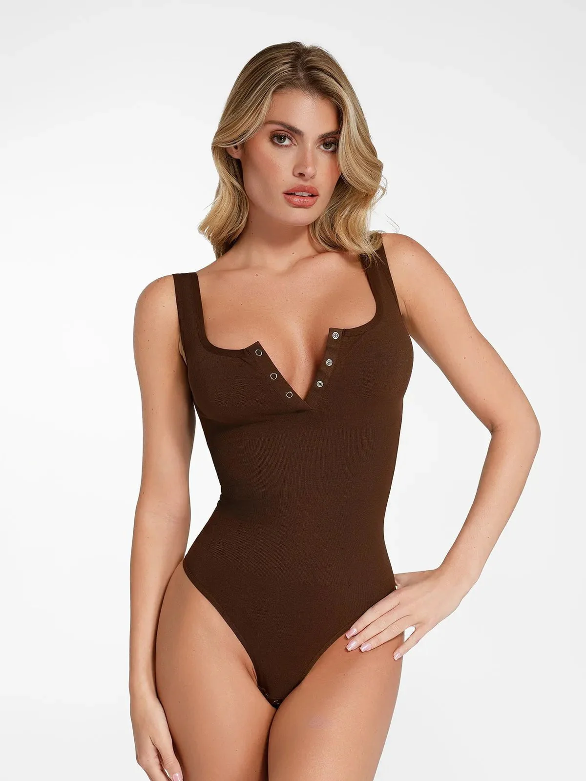 Shapewear Seamless Modal Henley Tank Bodysuit - Image 24