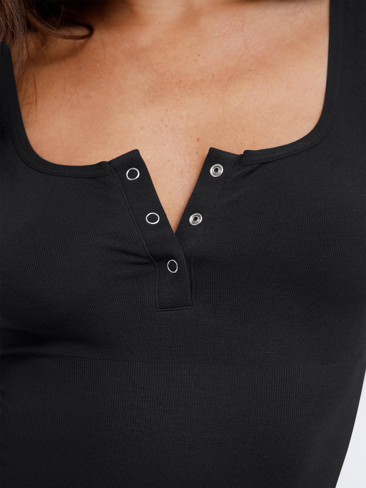 Soft Modal Seamless Henley Tank Bodysuit - Image 9