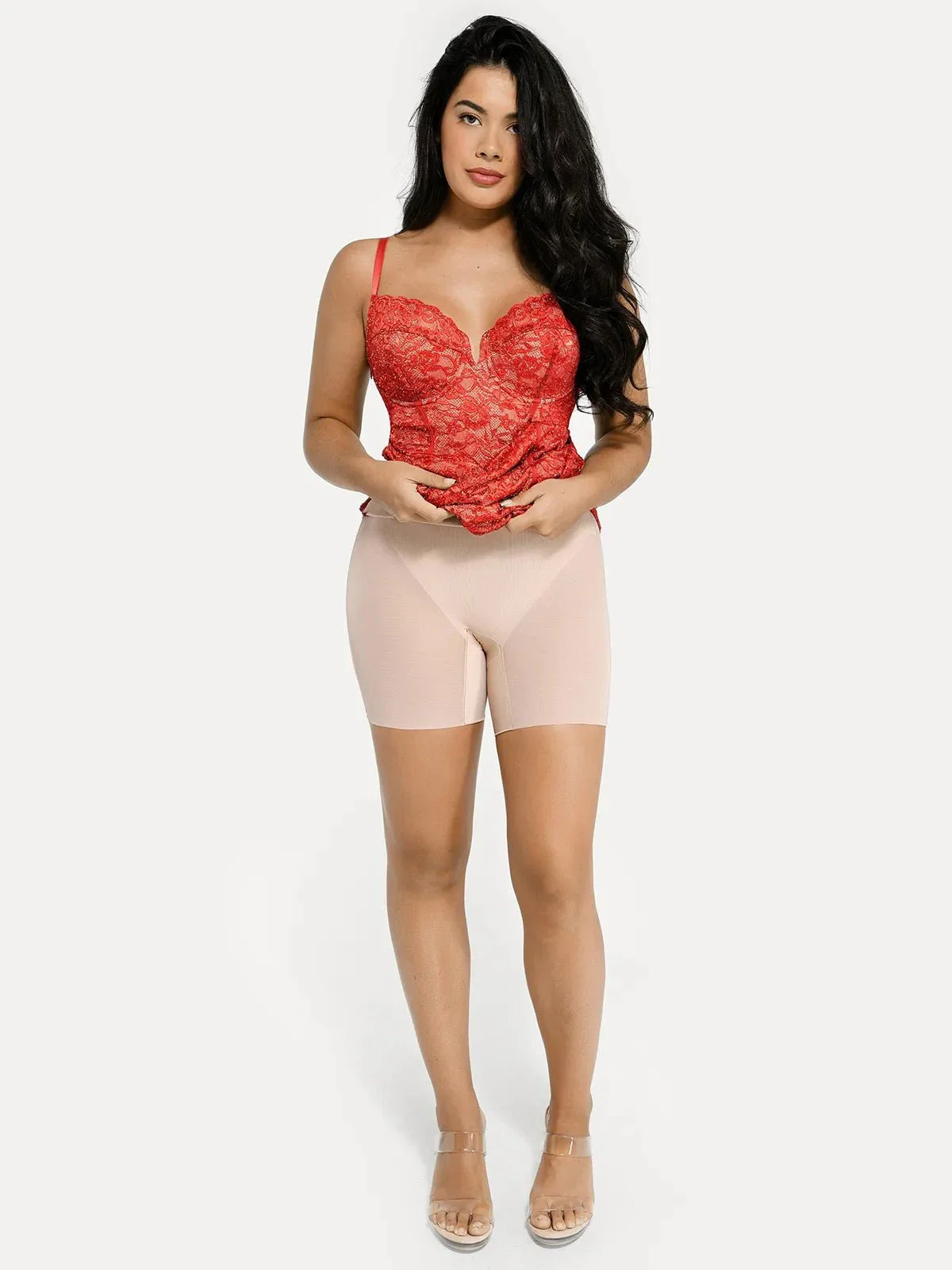 Shapewear All-Lace Hourglass Corset Side Slit Midi Dress - Image 11