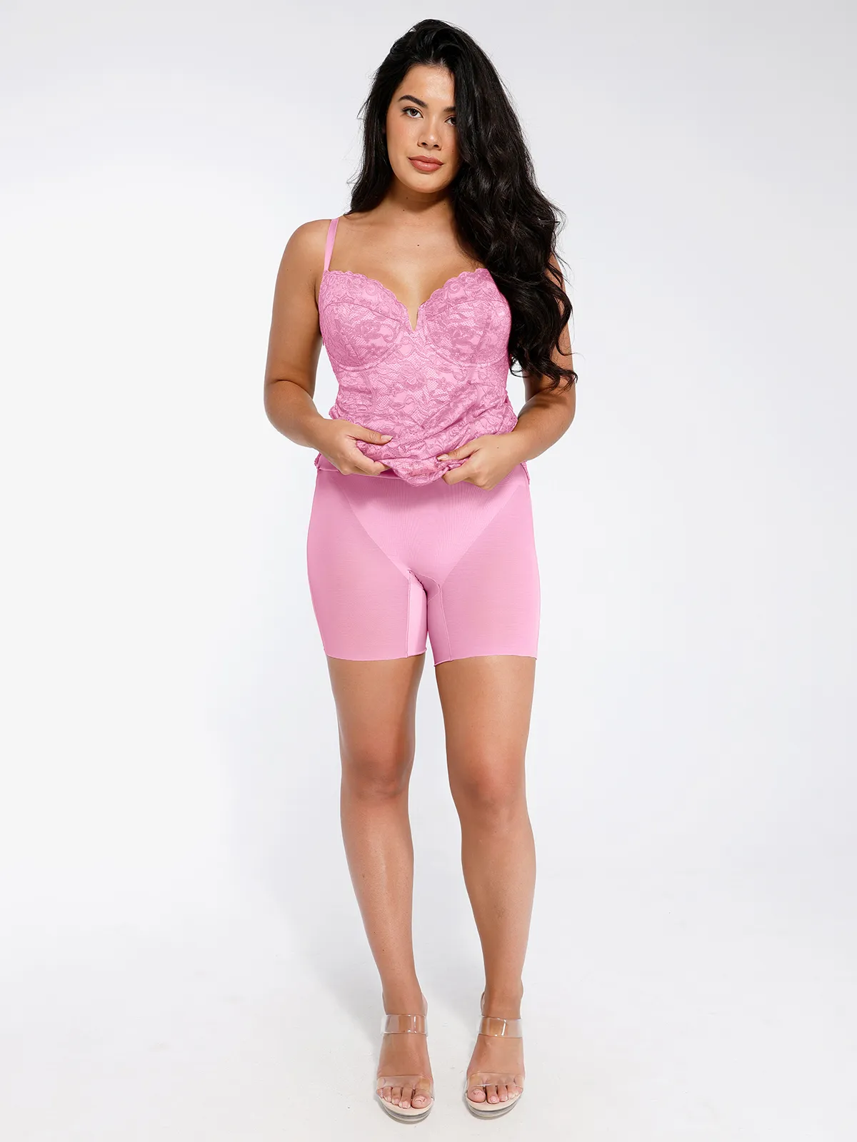 Shapewear All-Lace Hourglass Corset Side Slit Midi Dress - Image 13
