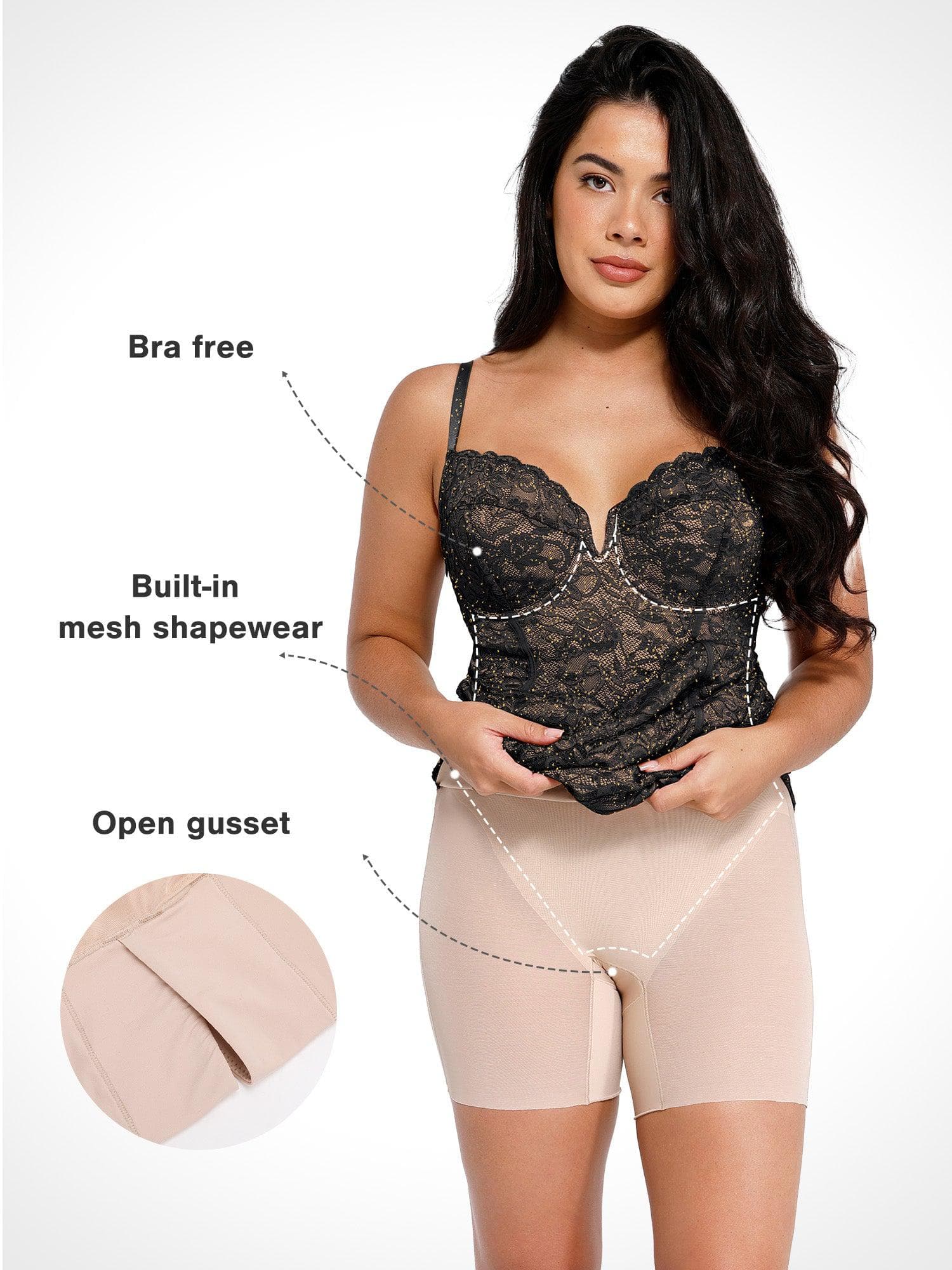 Shapewear All-Lace Hourglass Corset Side Slit Midi Dress - Image 2