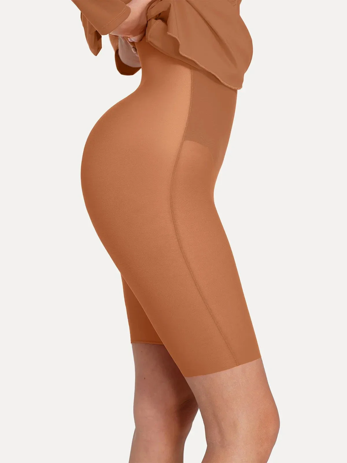 Shapewear Long Sleeve Lace Trim Sculpting Mermaid Maxi Dress - Image 15