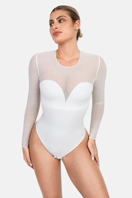 Shapewear Mesh Long Sleeve V-Back Slimming Maxi Dress - Image 47