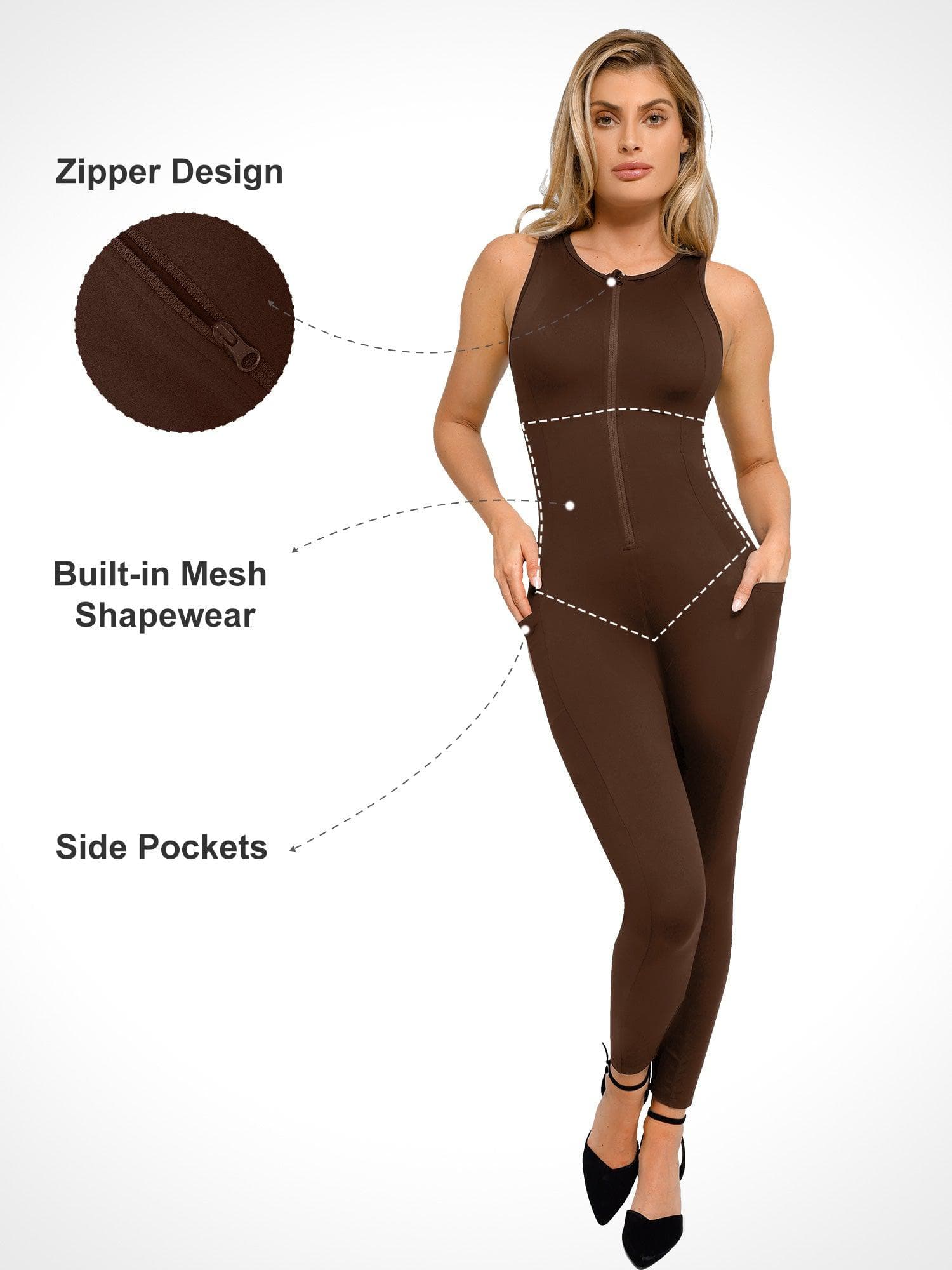 The Shapewear Jumpsuit Sleeveless Shapewear Zip Front For Insiders - Image 12