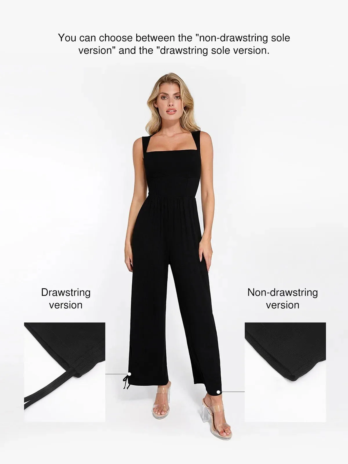 Shapewear Square Neck Tummy Control Wide Leg Jumpsuit - Image 34