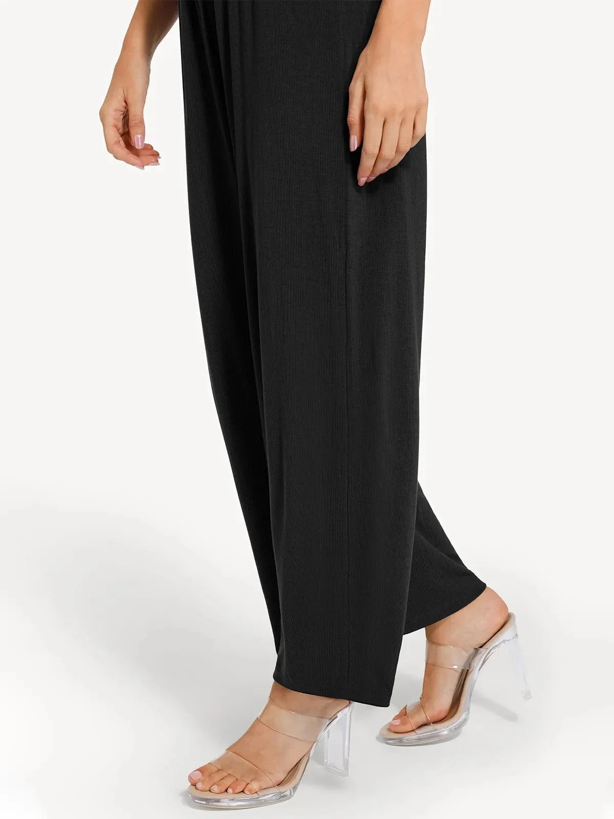 Shapewear Square Neck Tummy Control Wide Leg Jumpsuit - Image 48