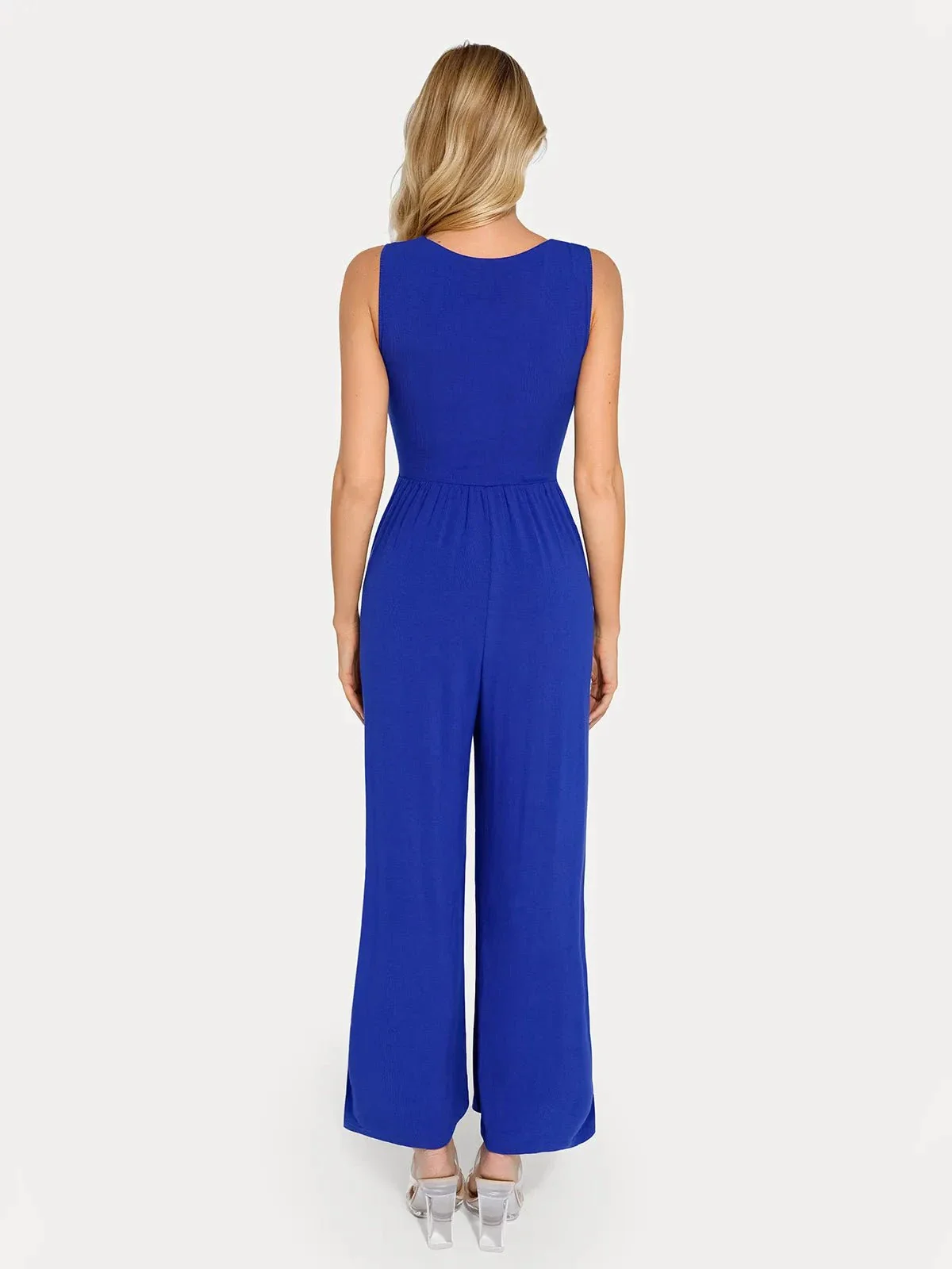 Shapewear Square Neck Tummy Control Wide Leg Jumpsuit - Image 51