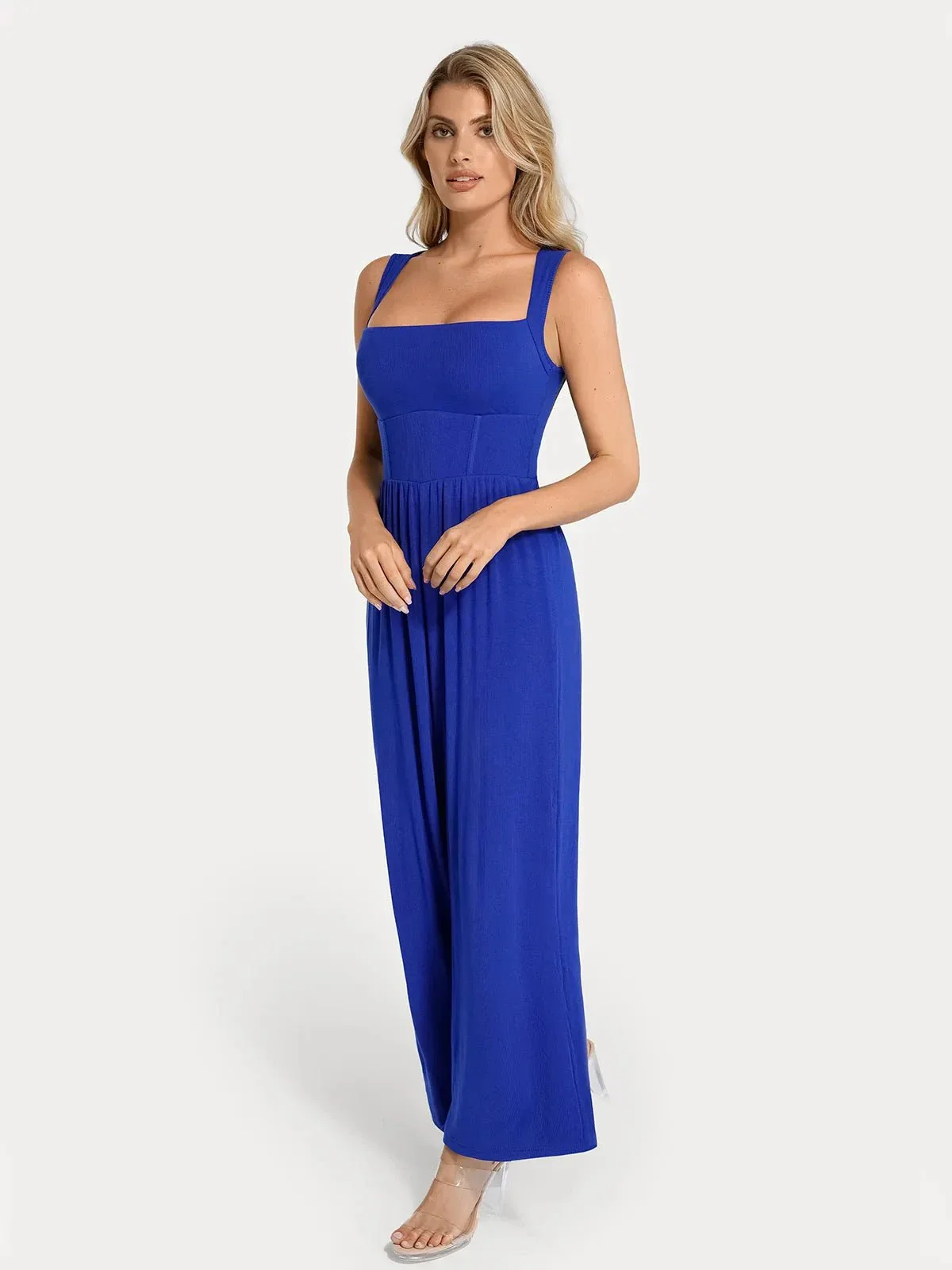 Shapewear Square Neck Tummy Control Wide Leg Jumpsuit - Image 52