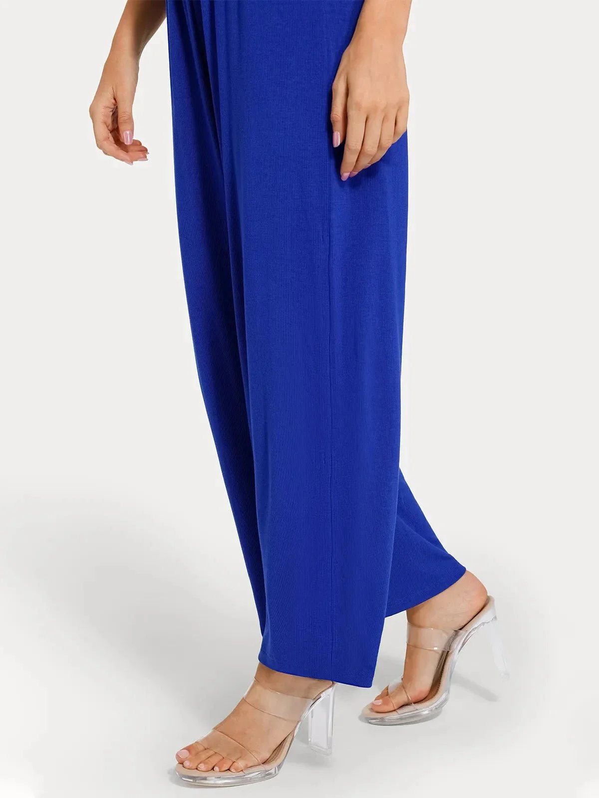 Shapewear Square Neck Tummy Control Wide Leg Jumpsuit - Image 53