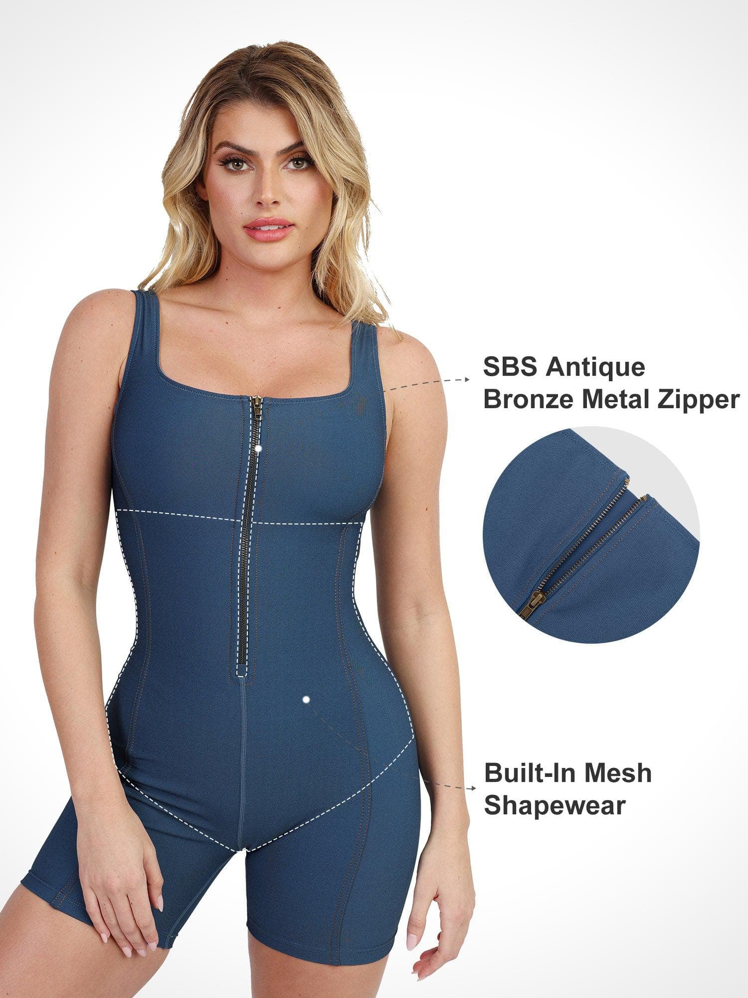 The Shapewear Romper Denim One Piece For Insiders - Image 2