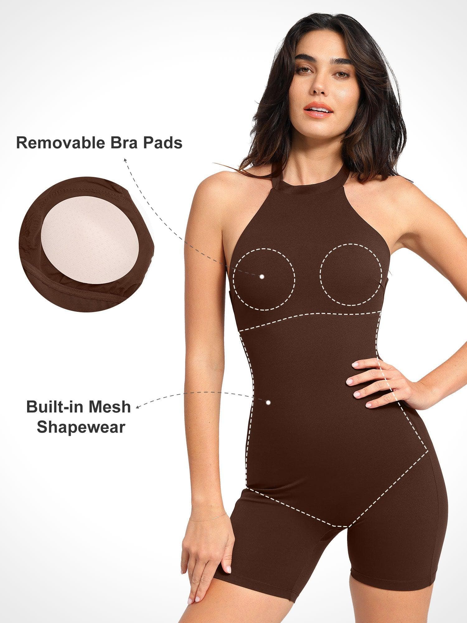 Shapewear Sculpting Cutaway Halter Romper - Image 9