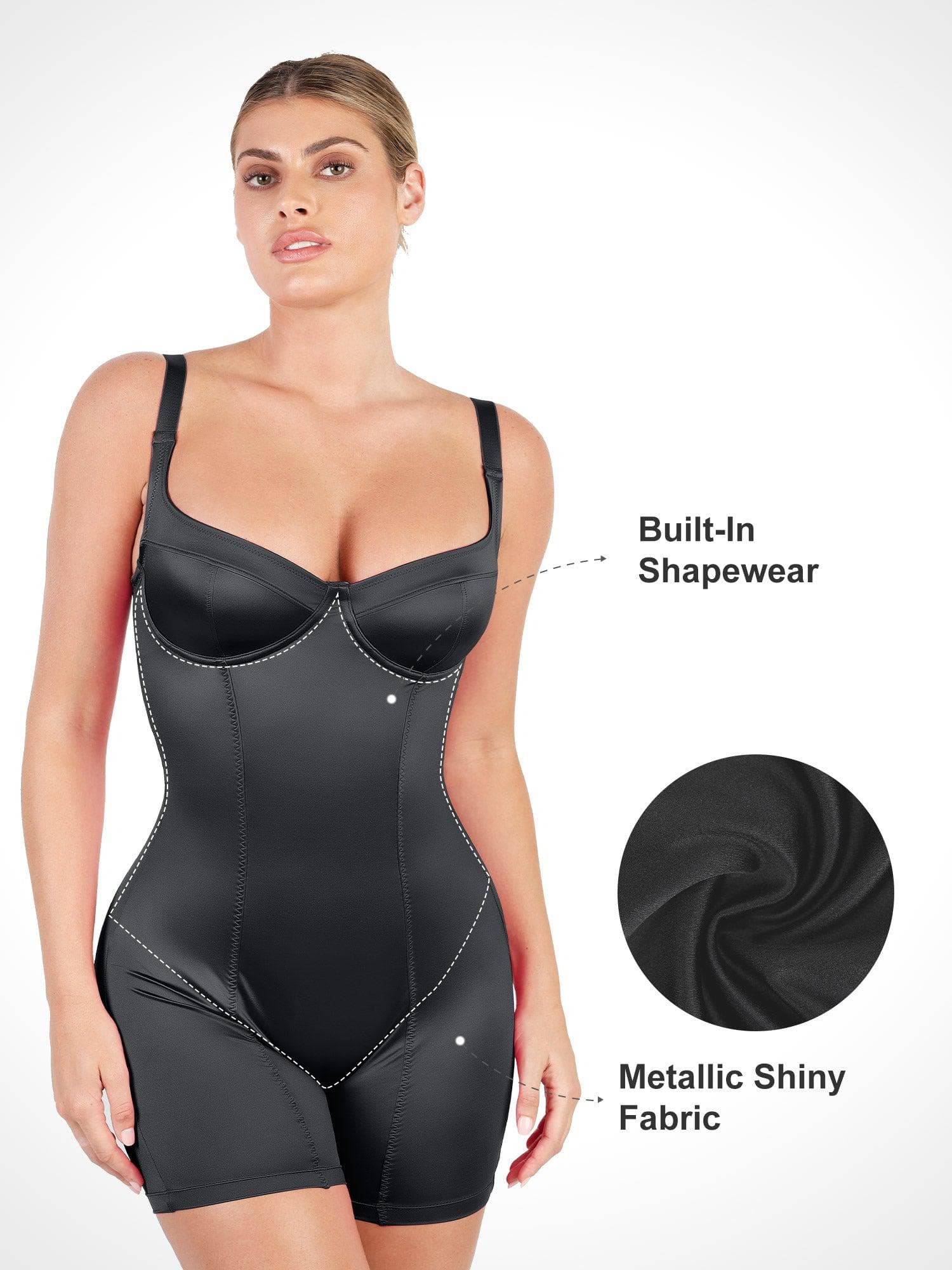 Shapewear Sculpting Shine Mid-Thigh Corset Romper - Image 9
