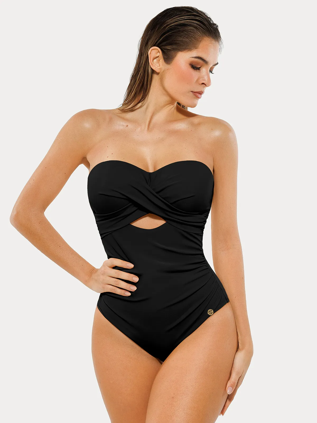 Twist & Shirred Sculpting One-Piece with Removable Straps - Image 22