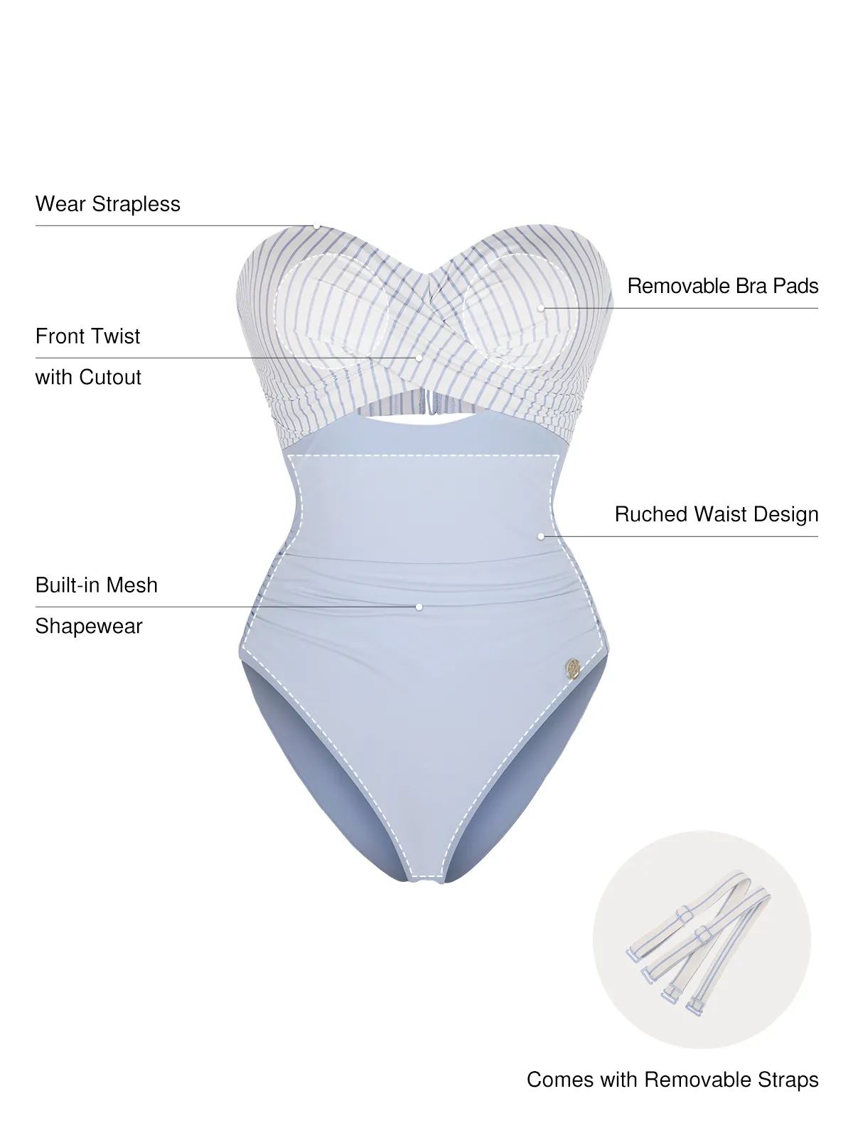 Twist & Shirred Sculpting One-Piece with Removable Straps - Image 28