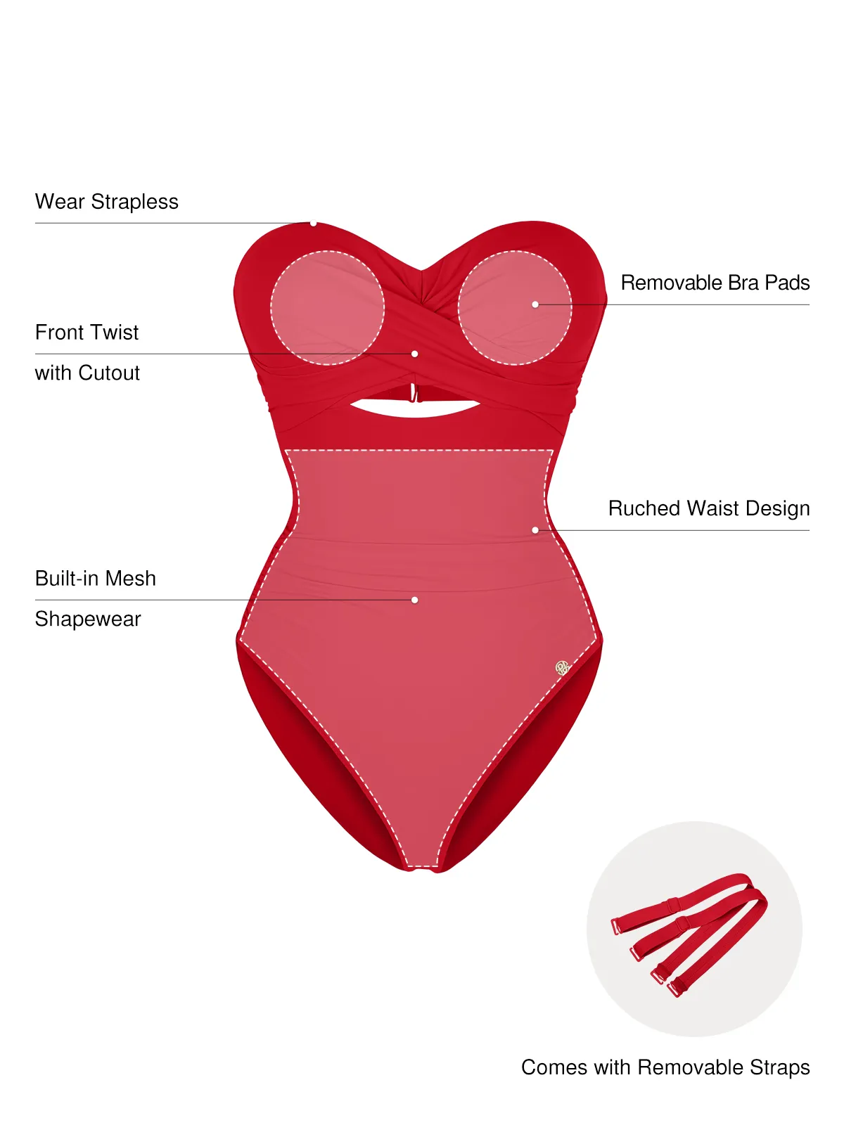 Twist & Shirred Sculpting One-Piece with Removable Straps - Image 41