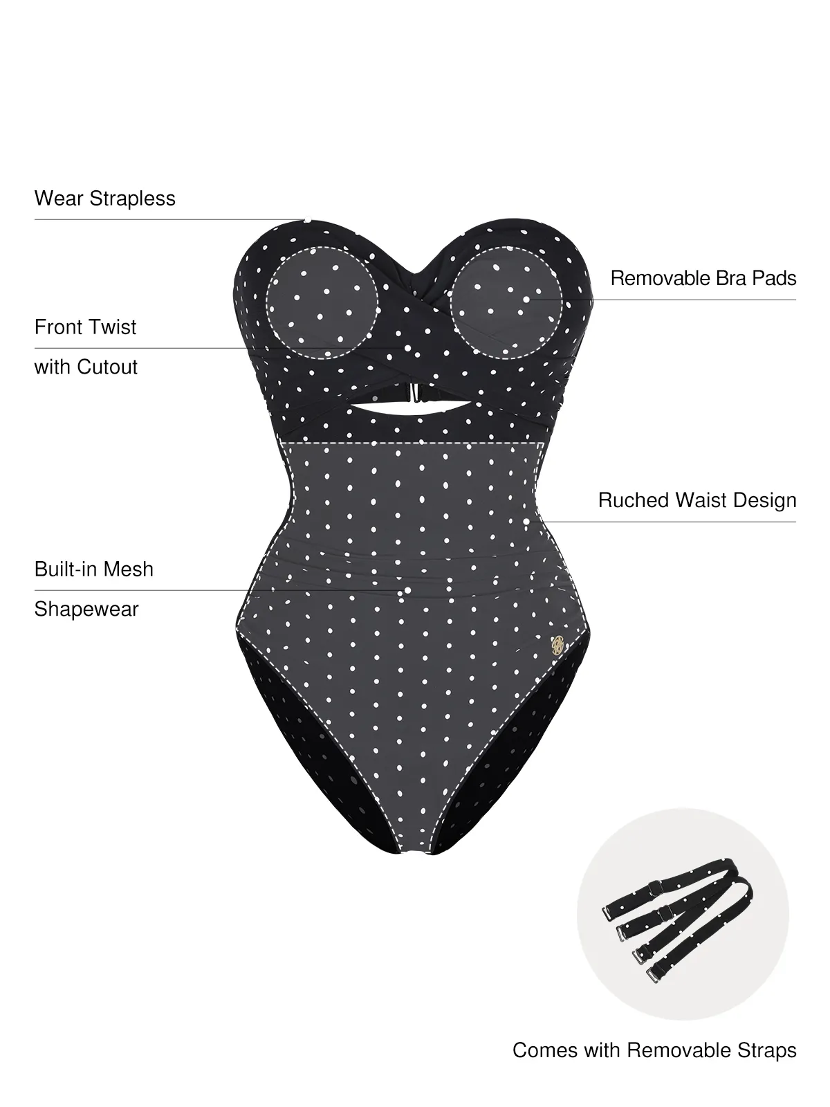 Twist & Shirred Sculpting One-Piece with Removable Straps - Image 5