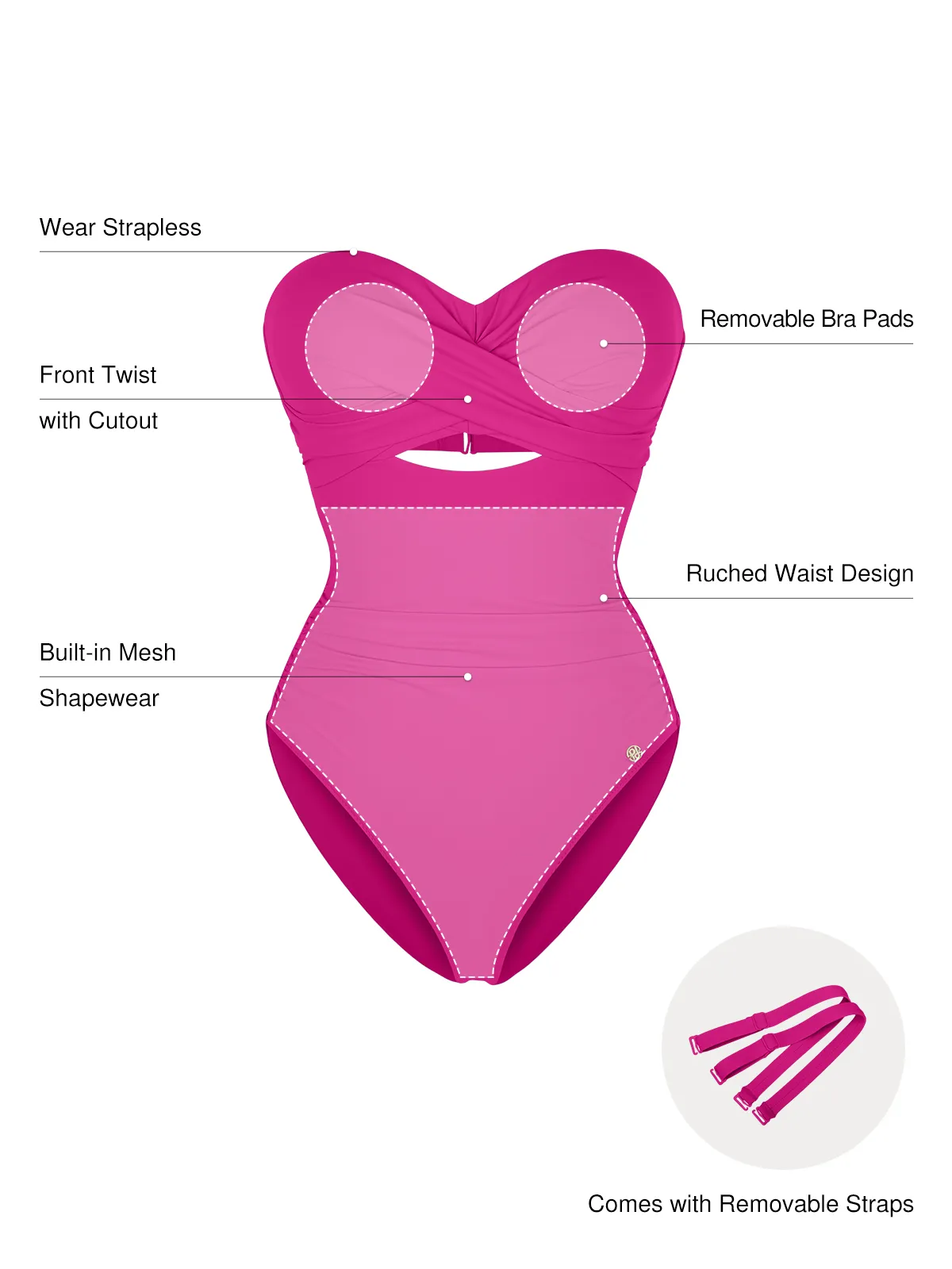 Twist & Shirred Sculpting One-Piece with Removable Straps - Image 52