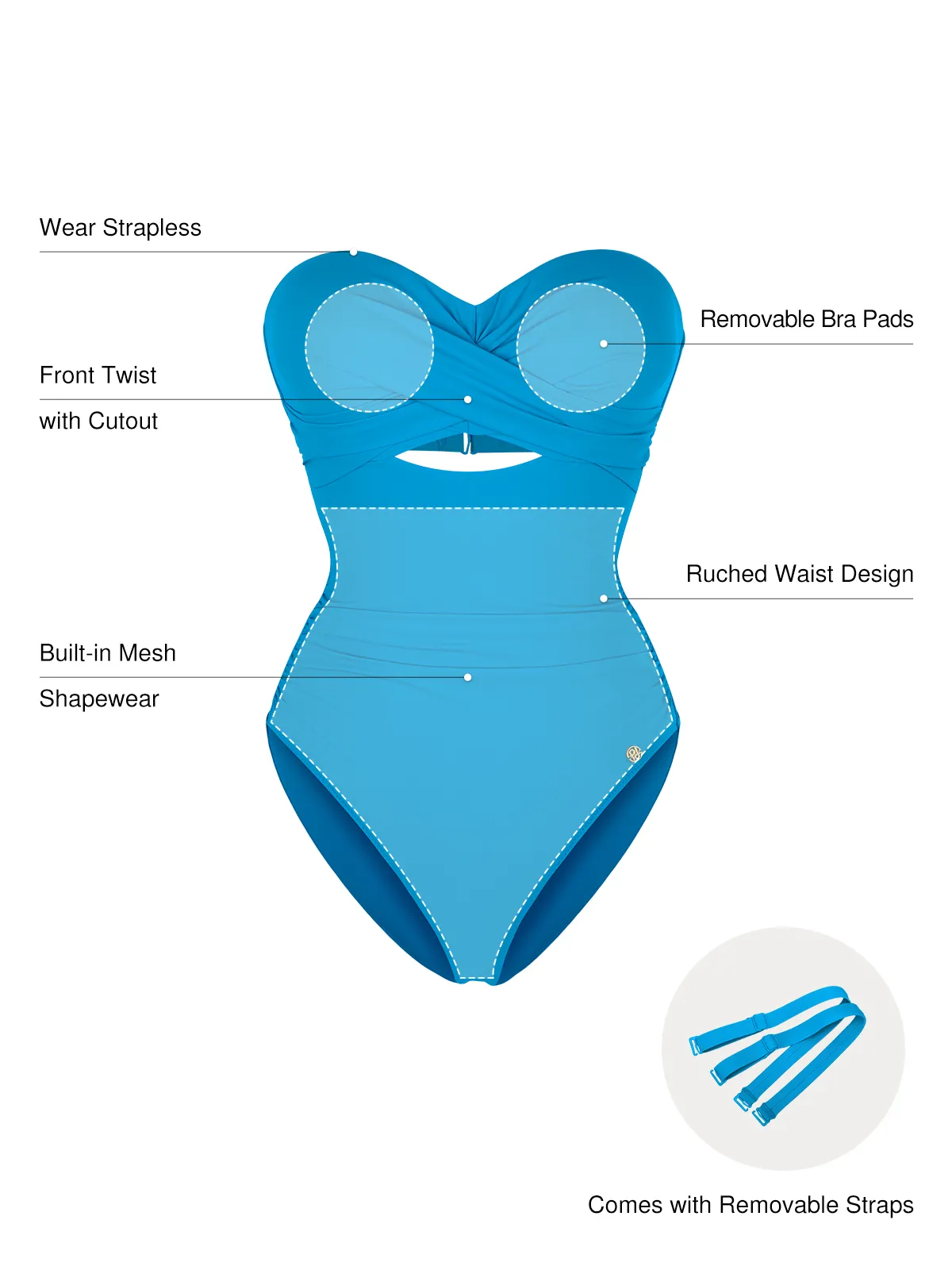 Twist & Shirred Sculpting One-Piece with Removable Straps - Image 62